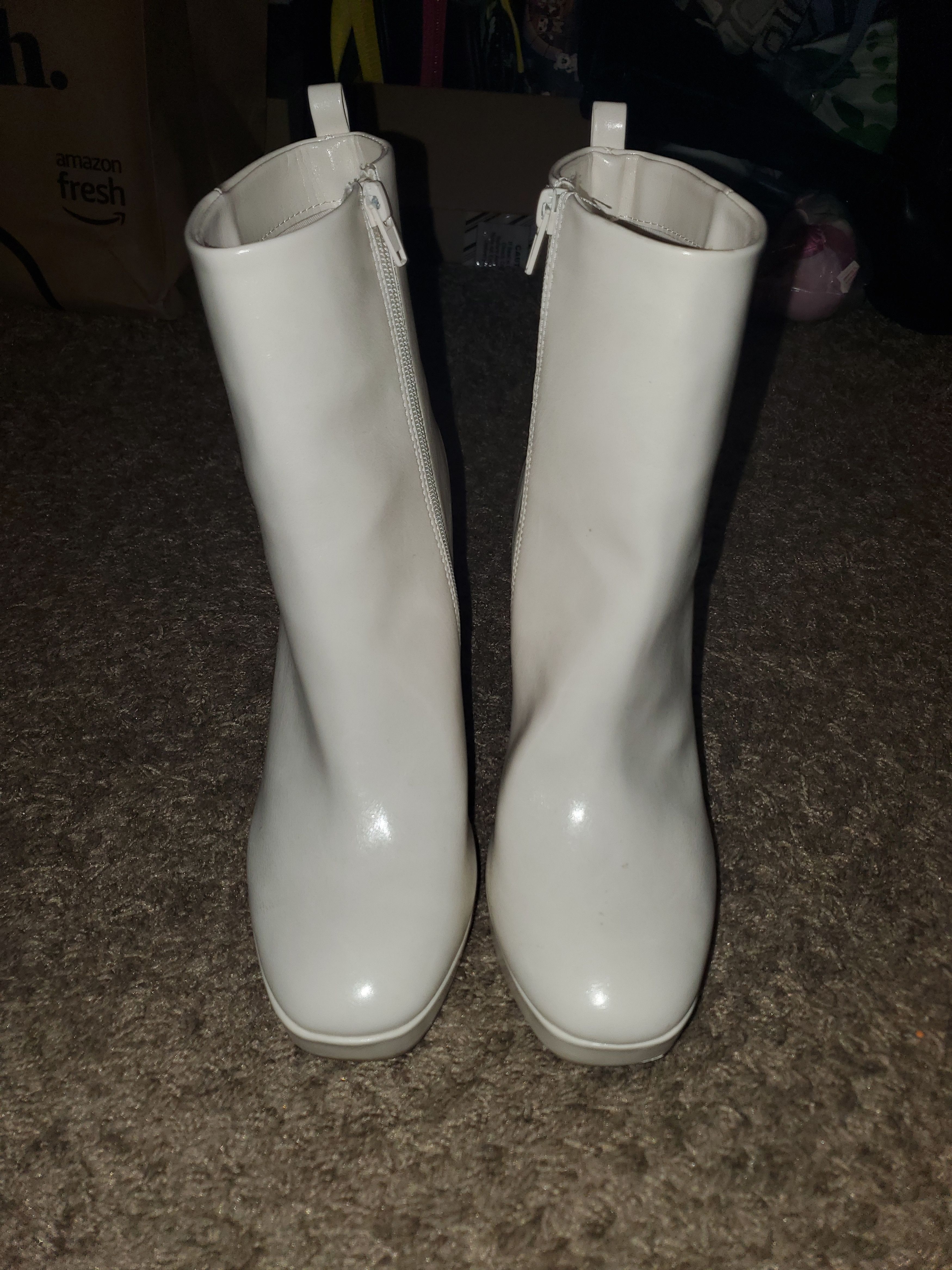 Report Collection Report Platform Cream White Pearl Studded Boots (size 10) Size US 10 / IT 40 - 5 Thumbnail