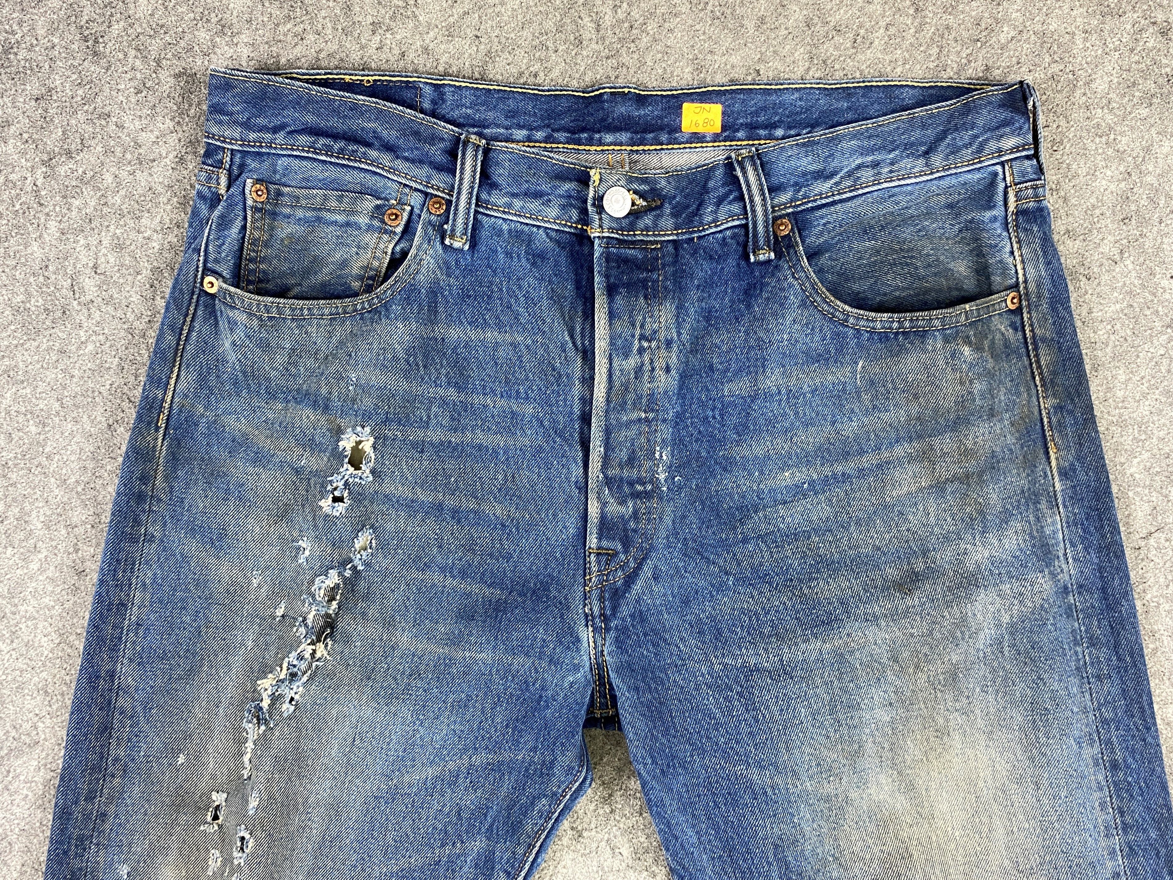 Levi's Dark Dirty Blue Vintage Levi's 501 35x31.5 Denim -JN1680 Size US 35 - 3 Thumbnail