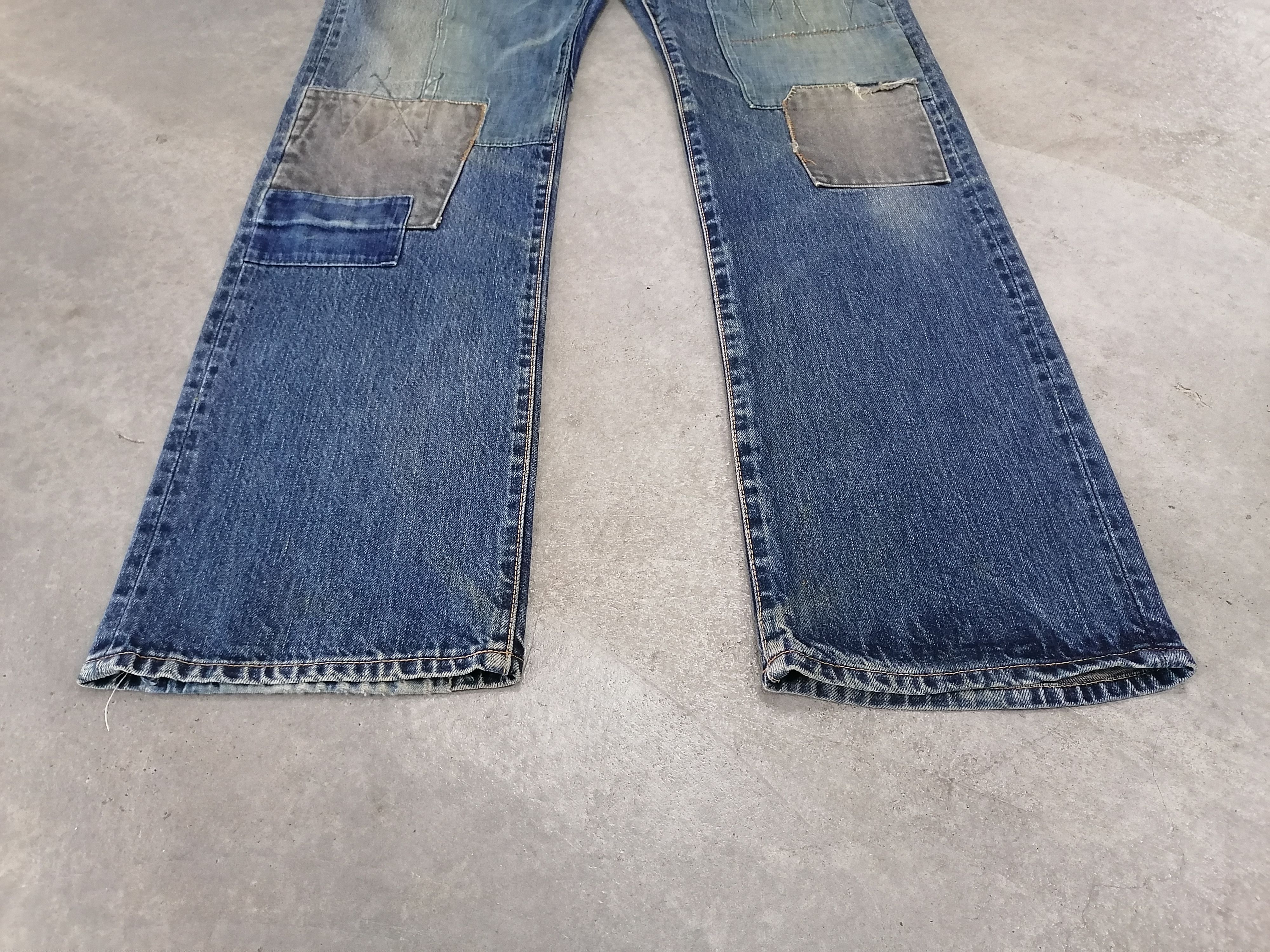 Blue Blue Japan × Japanese Brand Blue Blue Japan Patchwork Distressed Denim Pants Size US 31 - 3 Thumbnail