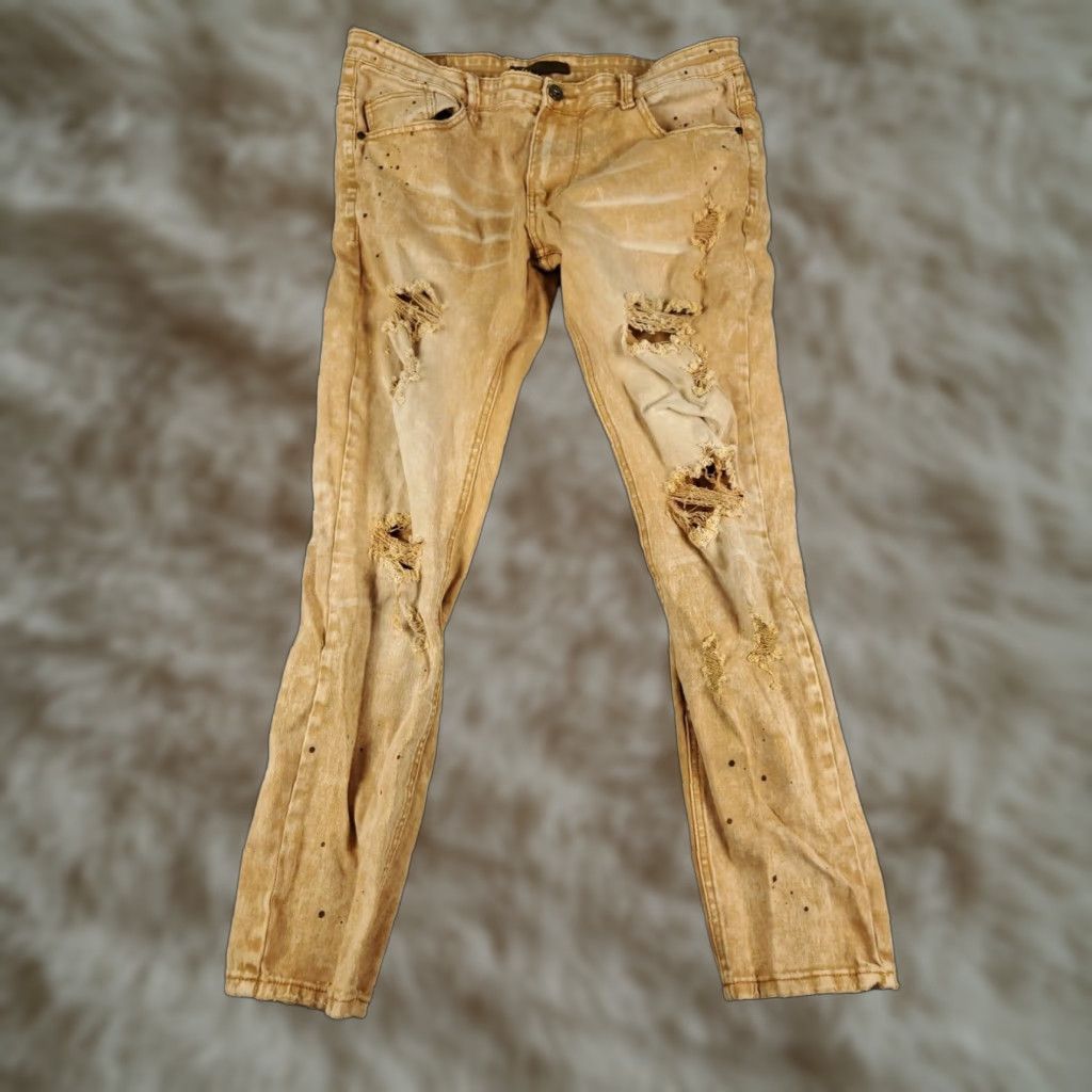 Denime KDNK Jeans Mens 38x30 Brown Slim Fit Denim Pants Size US 38 / EU 54 - 1 Thumbnail