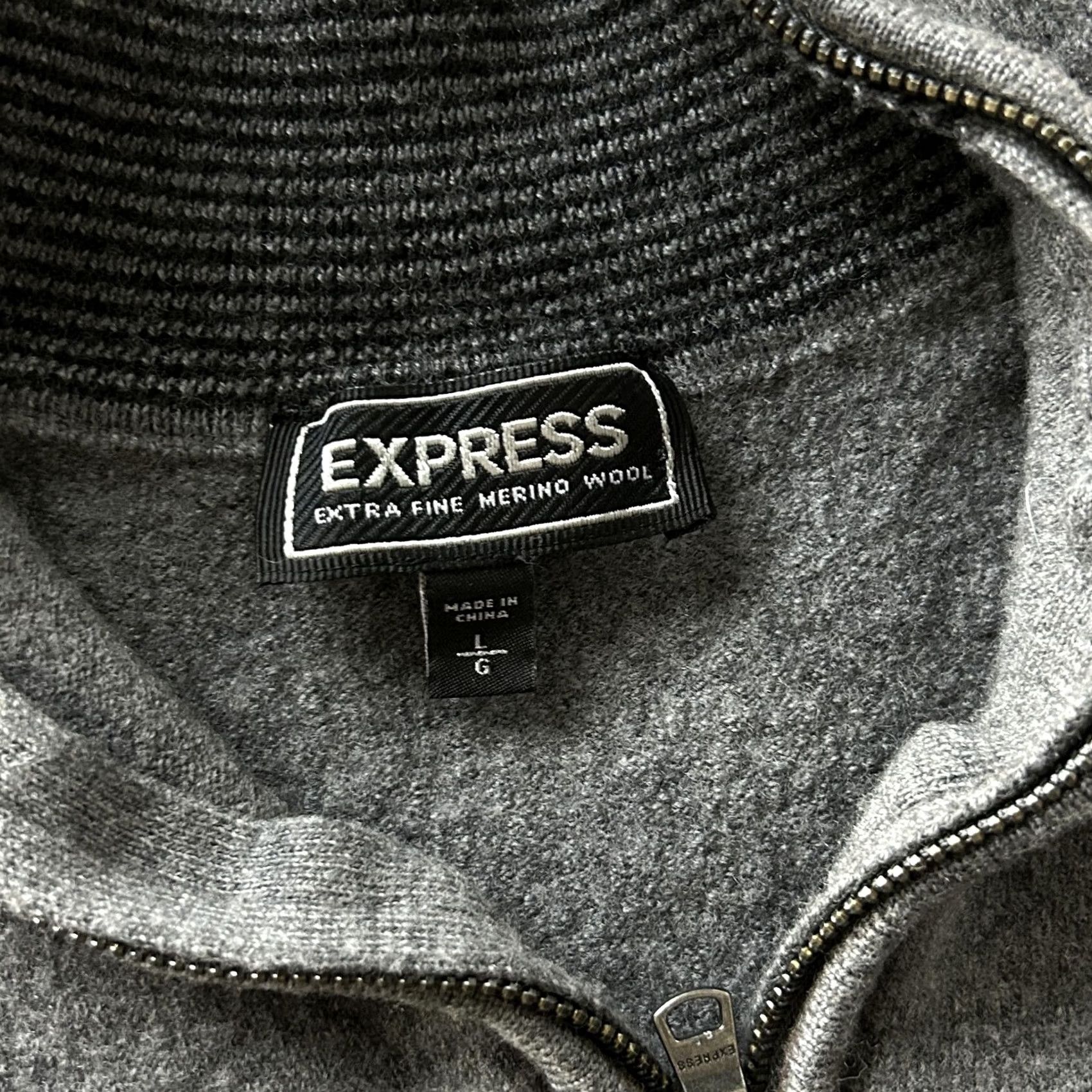 Express Express Sweater Women's Medium Gray 1/4 Zip Mock Neck Merino Wool Knit Pullover Size M / US 6-8 / IT 42-44 - 2 Thumbnail
