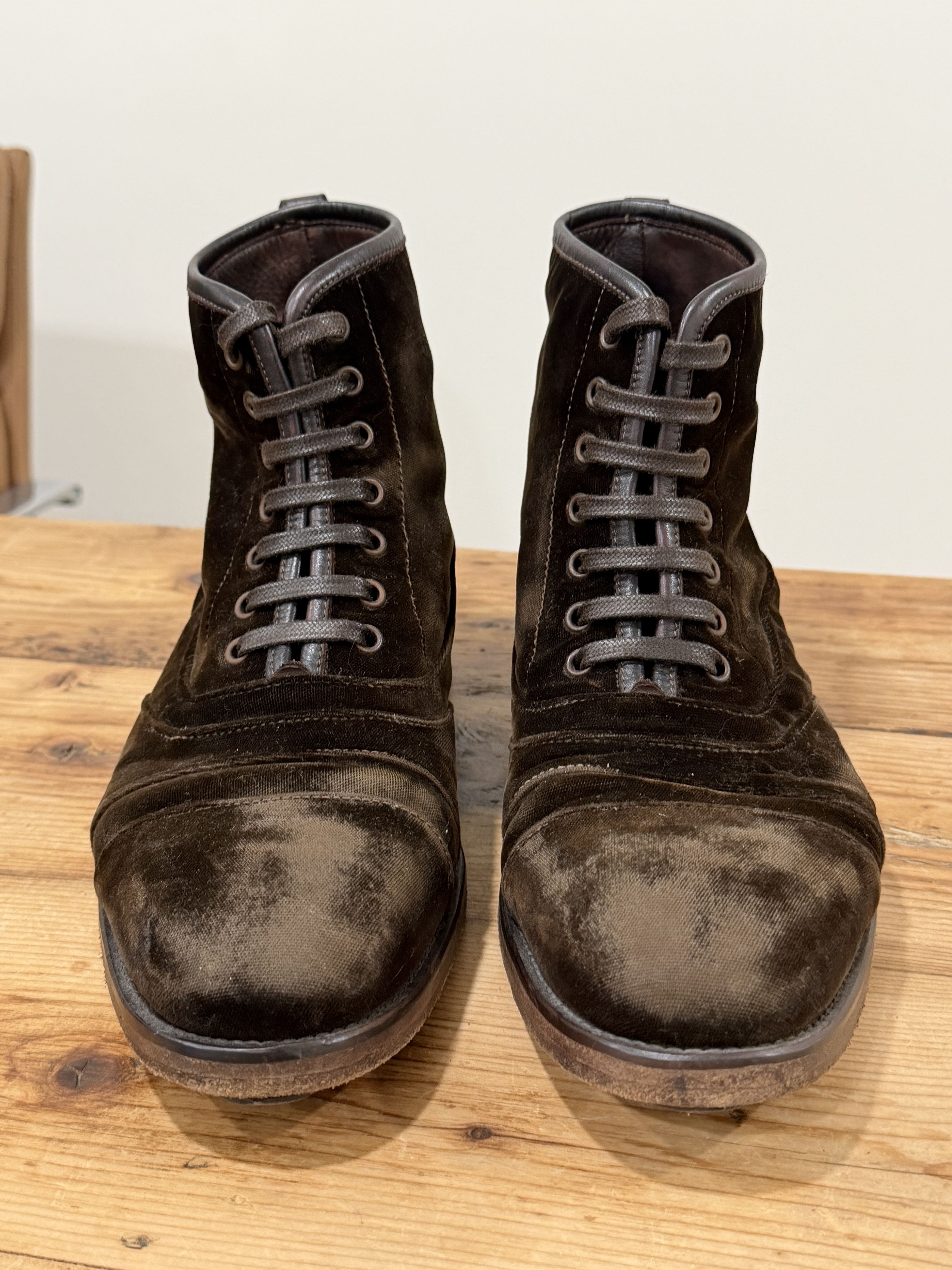 John Varvatos John Varvatos Velvet Fleetwood Lace-Up Boots Size US 8.5 / EU 41-42 - 2 Thumbnail