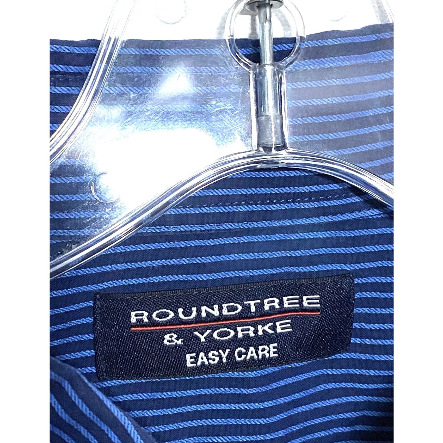 Roundtree & Yorke VINTAGE Roundtree & Yorke Easy Care Blue Striped Button Shirt Mens L Office Classic Work Size US L / EU 52-54 / 3 - 4 Thumbnail