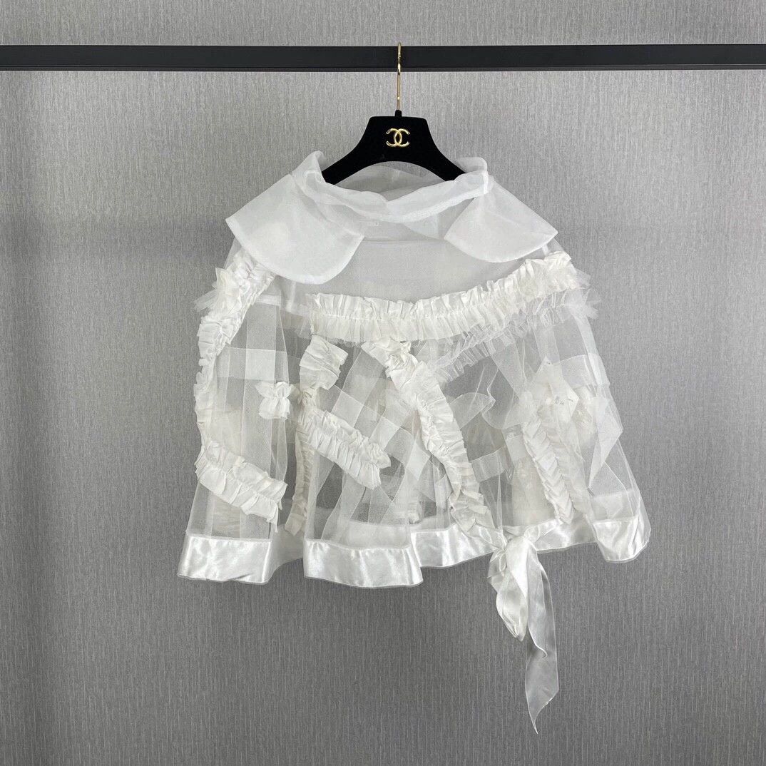 Comme des Garcons COMME des GARCONS White Lace Cape Coat - dmc Size US M / EU 48-50 / 2 - 1 Thumbnail