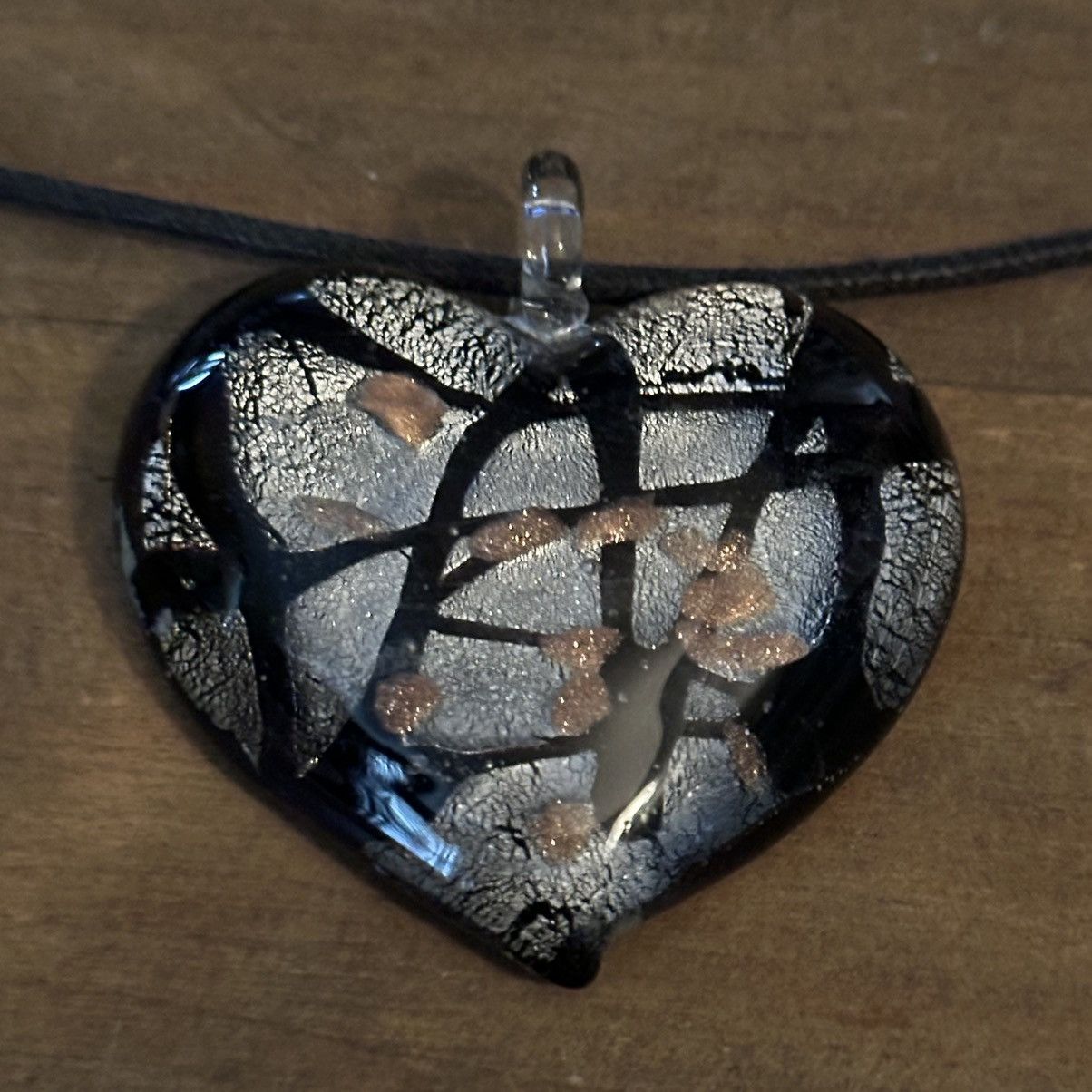 Vintage Vintage Murano glass heart pendant cord necklace Size ONE SIZE - 3 Thumbnail