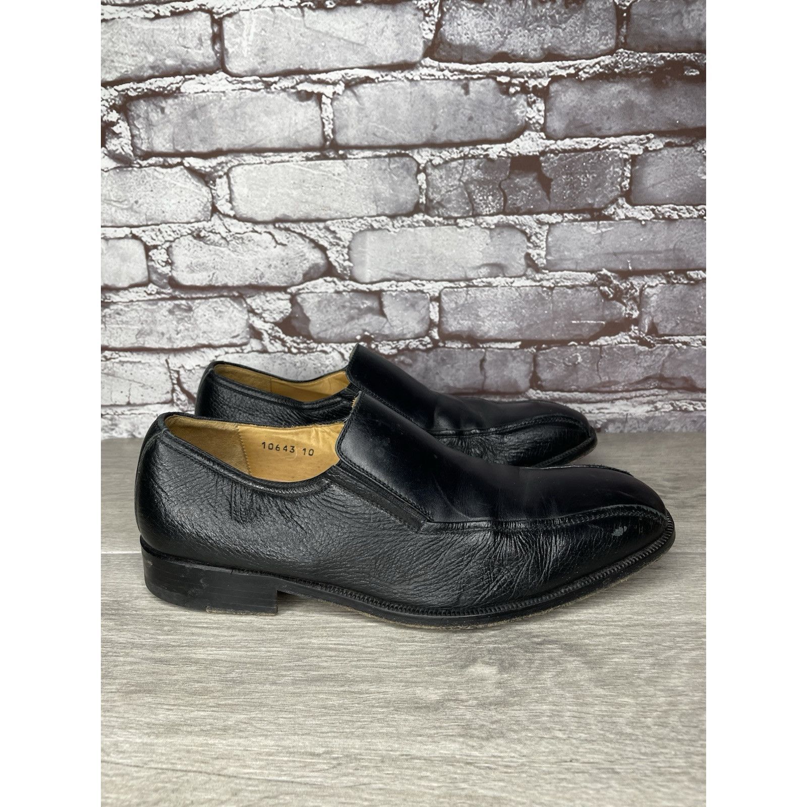 Magnanni Magnanni 10643 Black Leather Slip On Loafers Dress Shoes Men Size US 10 / EU 43 - 4 Thumbnail