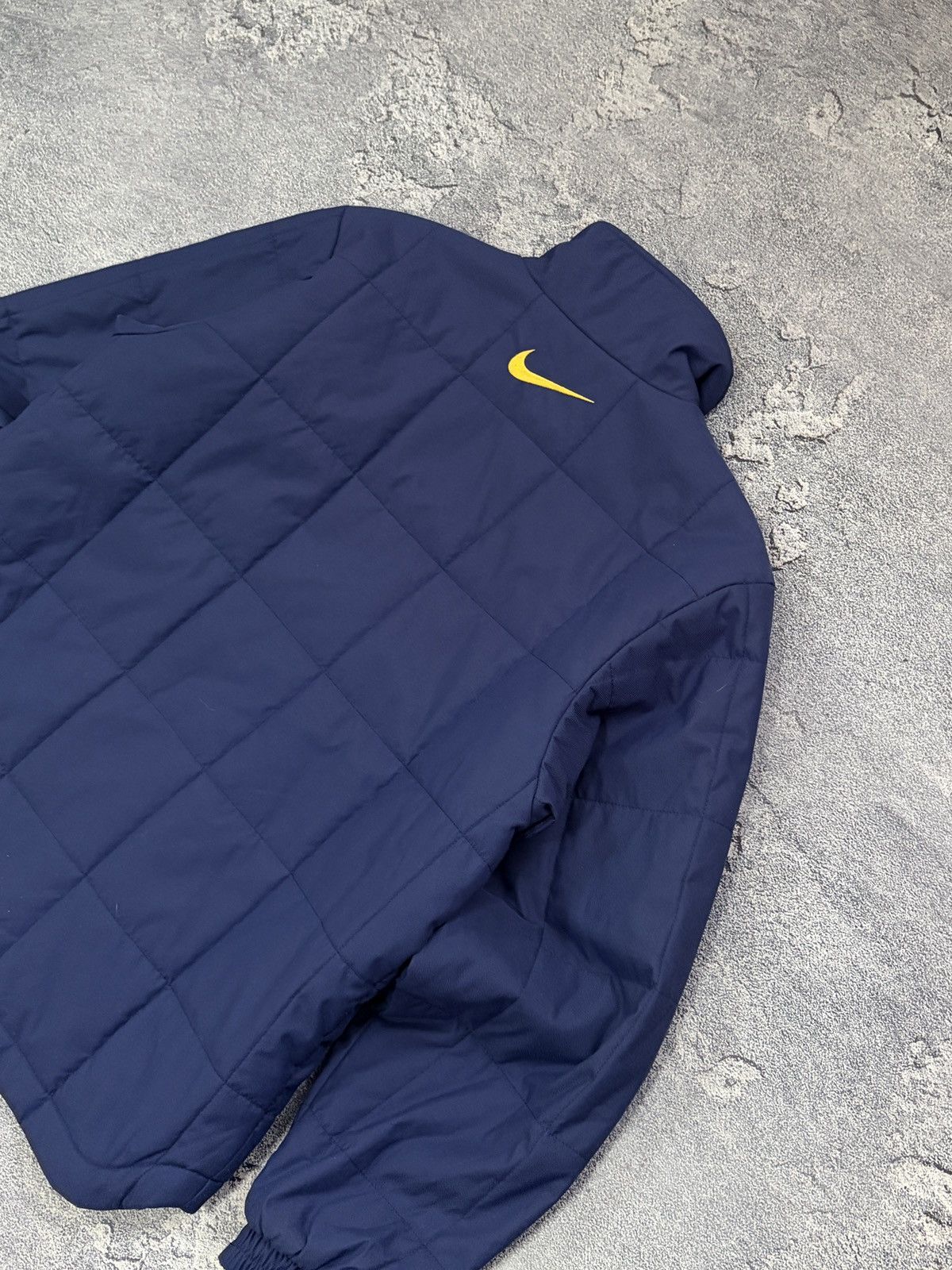 Nike Vintage Nike Quilted Puffer Jacket Navy Blue Yellow Swoosh S Size S / US 4 / IT 40 - 13 Thumbnail