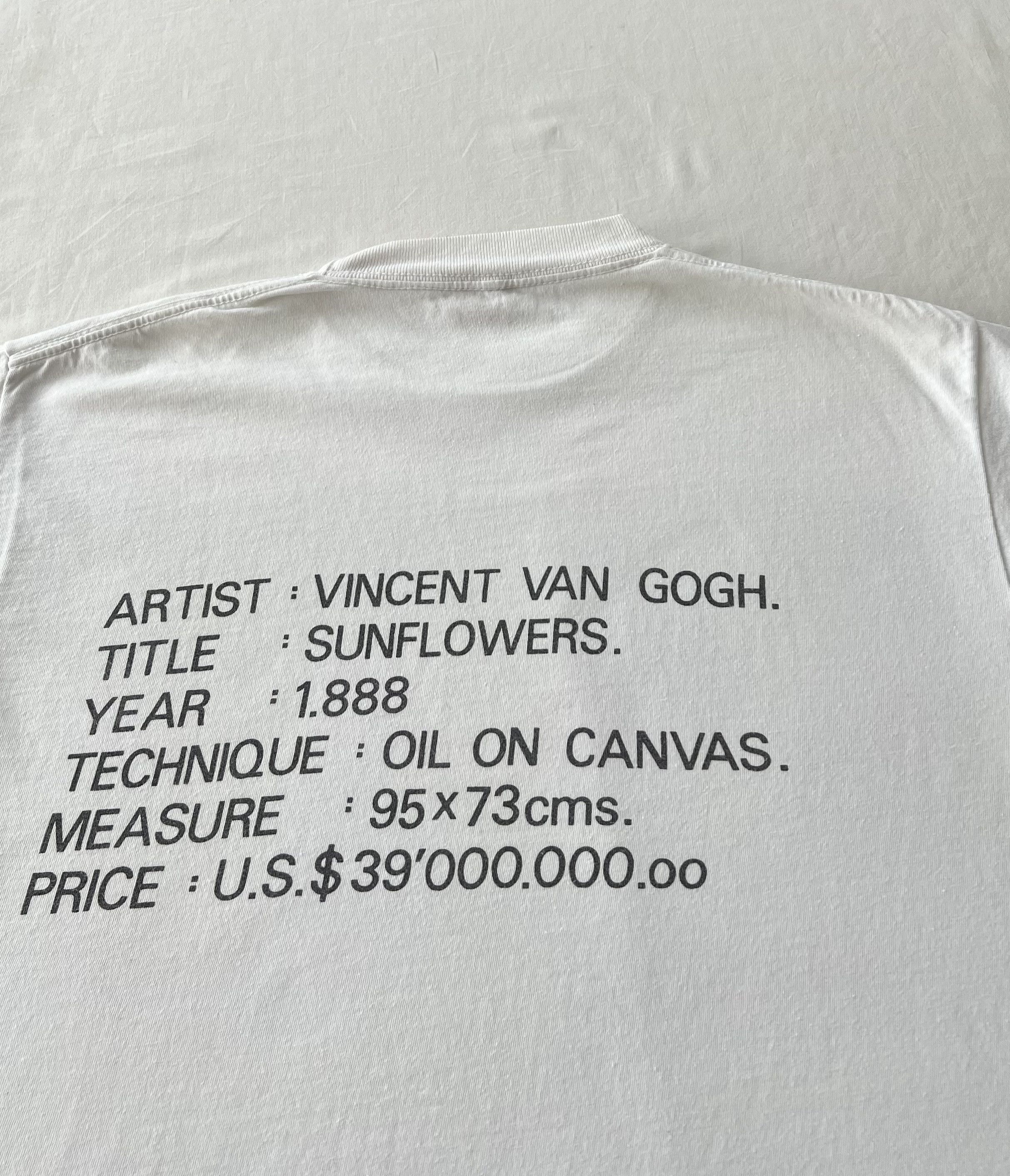 Arts & Science Vintage 90s Vincent van Gogh Sunflowers 1888 White T-shirt Size US L / EU 52-54 / 3 - 14 Thumbnail
