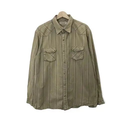 image of Kansai Jeans Stripe Design Flannel Shirt, Men's (Size Large)