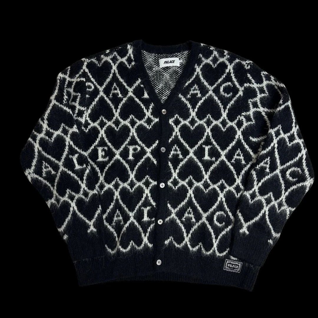 Palace 2025 palace hairy hearts knit cardigan black grunge cobain Size US XL / EU 56 / 4 - 2 Thumbnail