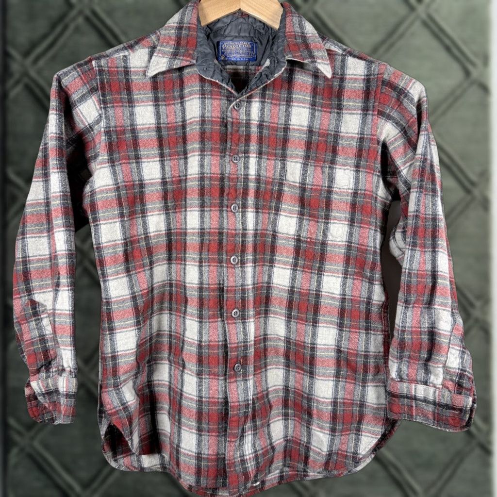 Pendleton VINTAGE Pendleton Shirt Red/White Wool USA Made - Large Mens Long Sleeve Button-Up Plaid Field Board Shirt Size US L / EU 52-54 / 3 - 1 Thumbnail