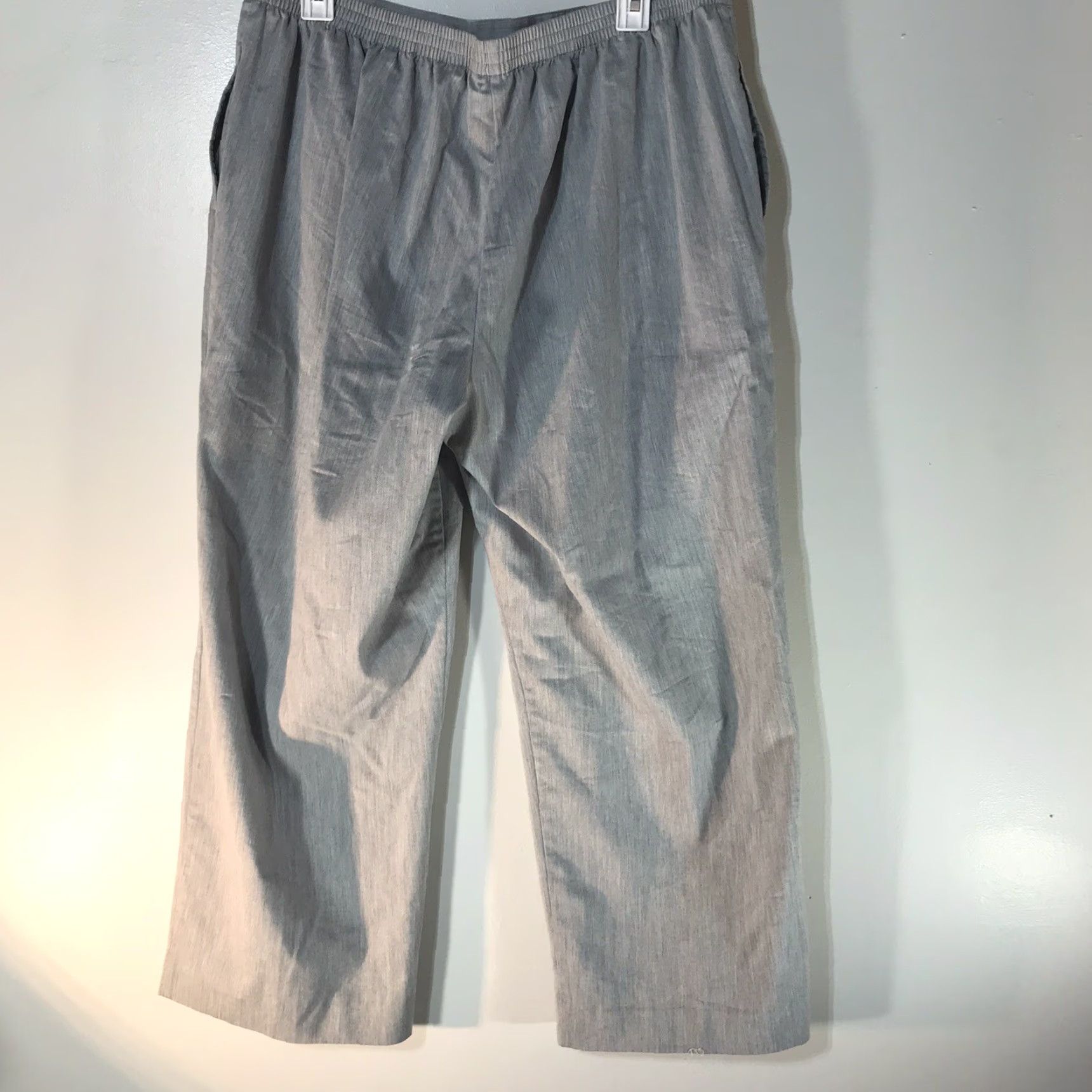 Vintage Alfred Dunner Gray Wide Leg Dress Pants Womens Size 18P Classic Pull On Comfort Size 40" / US 18 - 2 Thumbnail