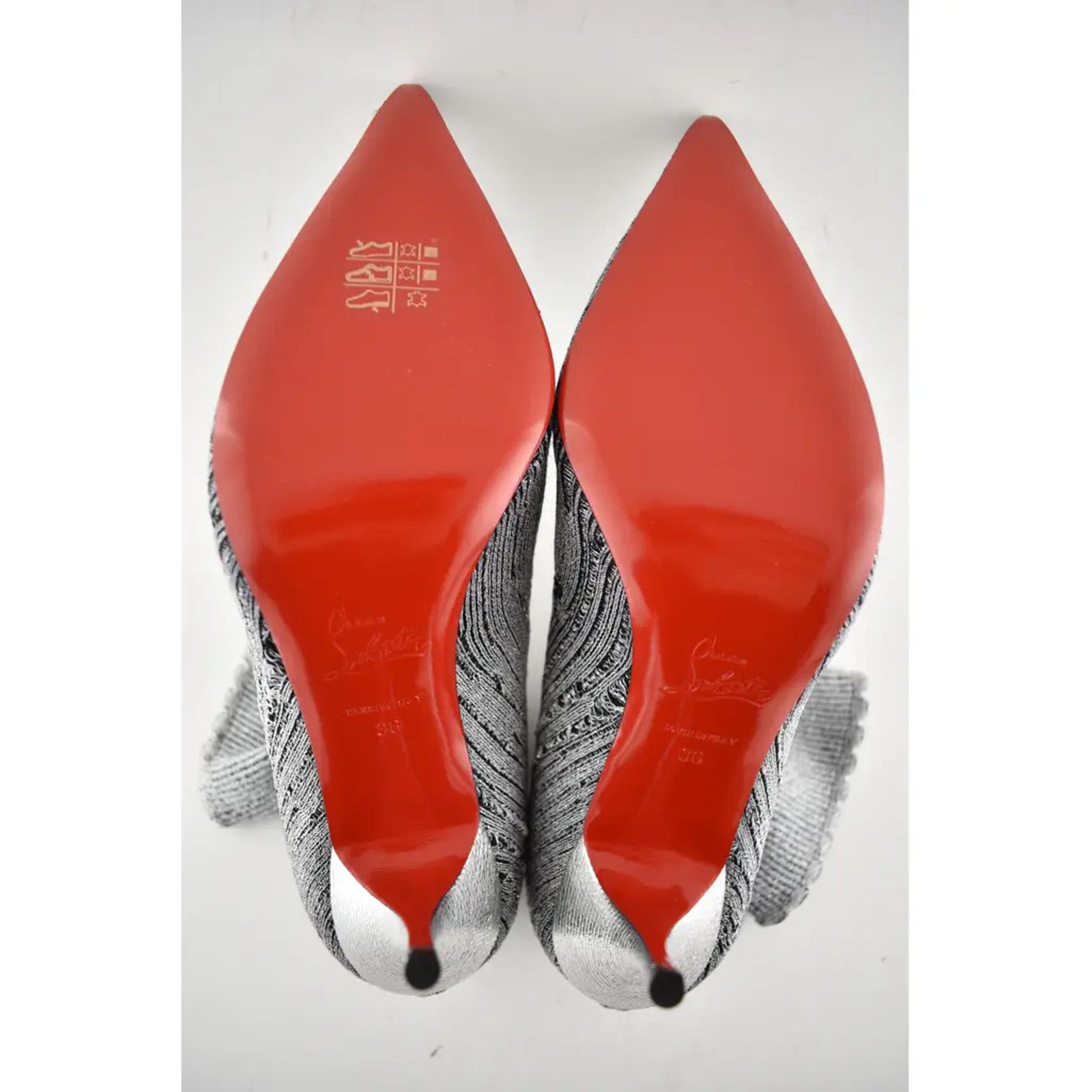 Christian Louboutin Christian Louboutin Sandrine 80 Silver Stretch Sock Kitten Size US 6 / IT 36 - 11 Thumbnail