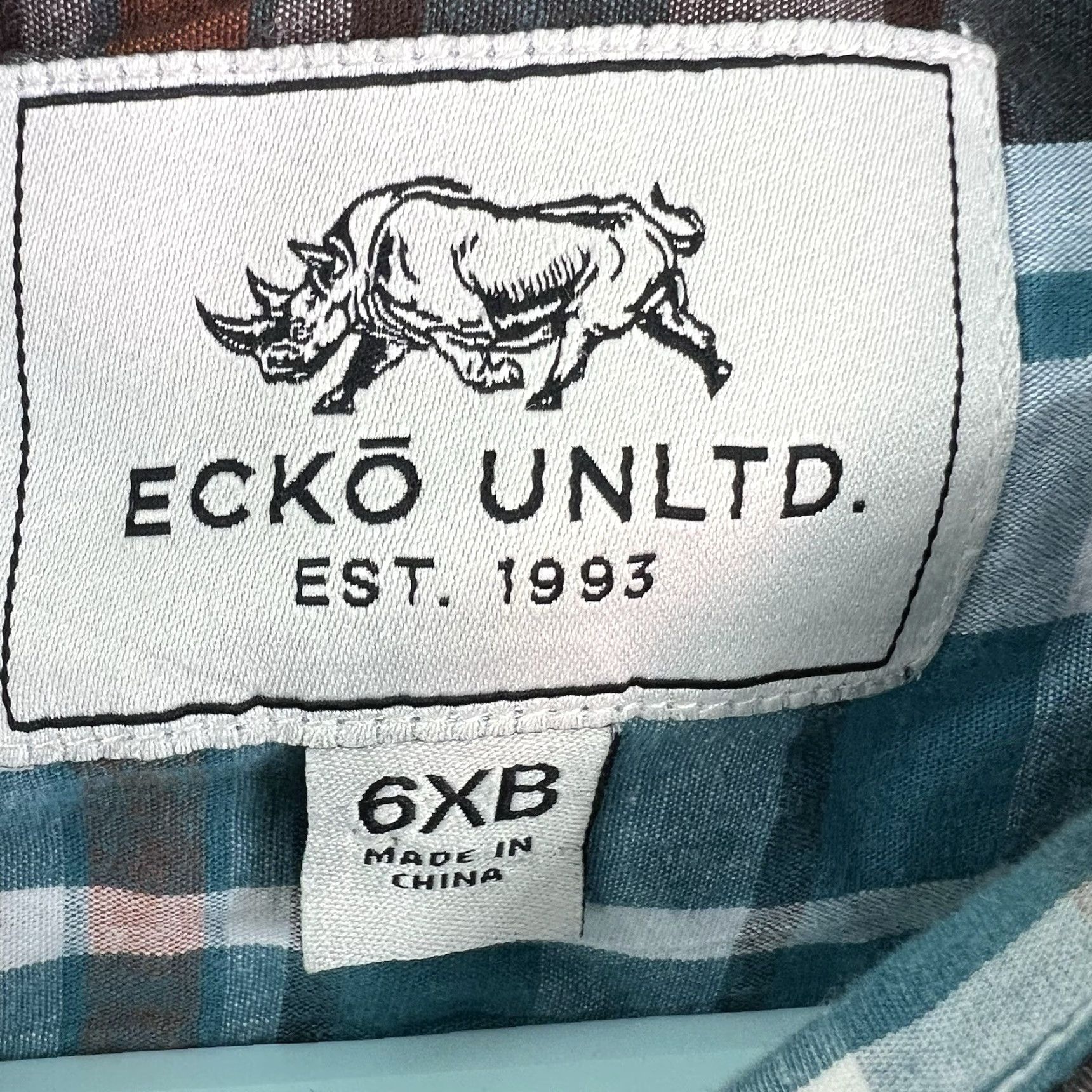 Ecko Unltd. ECKO Unltd. Plaid Button-Up Shirt Mens 6XB Teal Short Sleeve Big & Tall 64 in Chest Cotton Button-Up Casual Workwear 90s Colorful Size US XXL / EU 58 / 5 - 4 Thumbnail