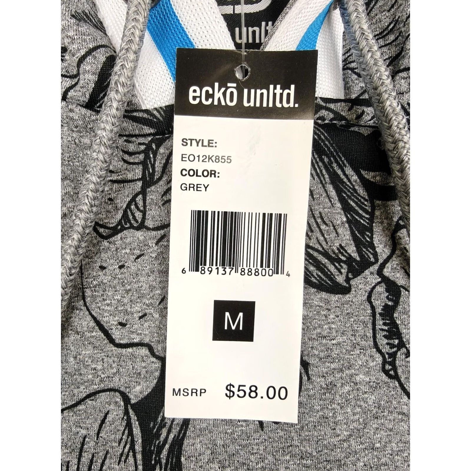 Ecko Unltd. Ecko Unltd Hoodie Mens Medium Gray Short Sleeve Floral Pullover Pockets E012K855 Size US M / EU 48-50 / 2 - 7 Thumbnail