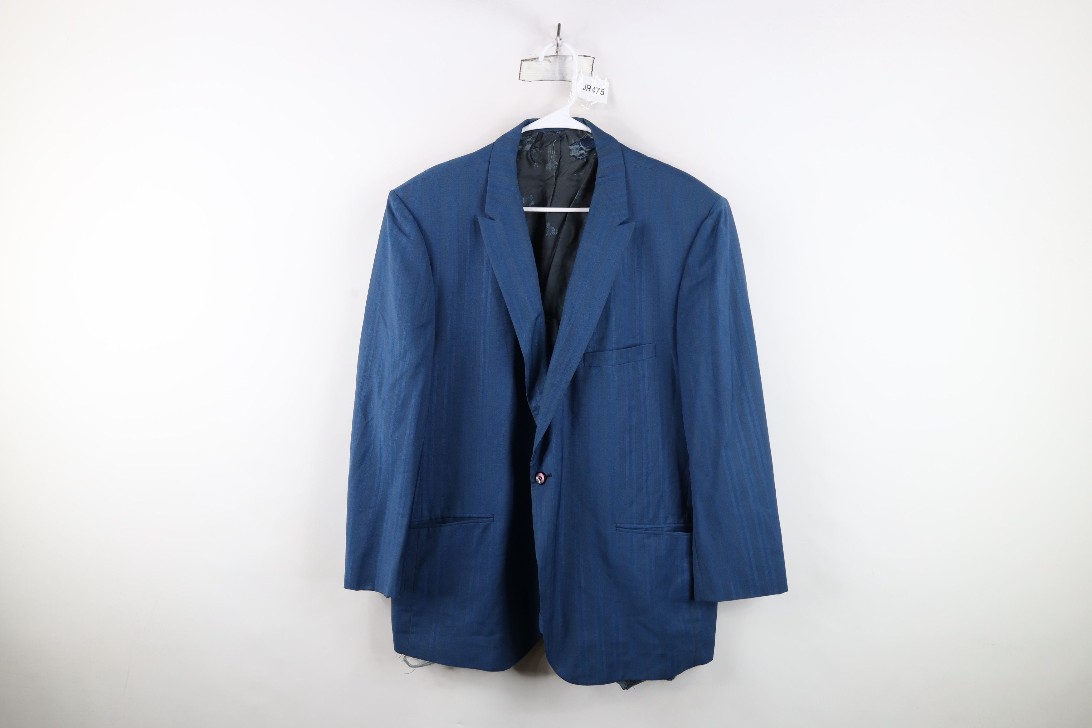 Vintage Vintage 60s 70s Streetwear Striped Wool Suit Jacket Blue Size US XL / EU 56 / 4 - 1 Thumbnail
