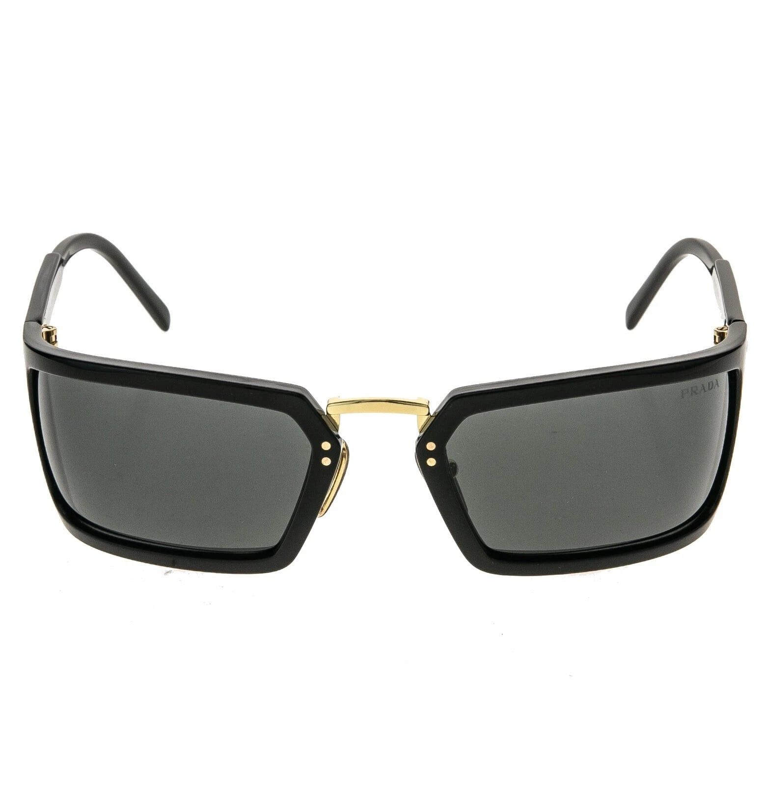 Prada PRADA A11 PRA11S Black Gold Logo Wrap Mask Unisex Sunglasses Size ONE SIZE - 5 Thumbnail