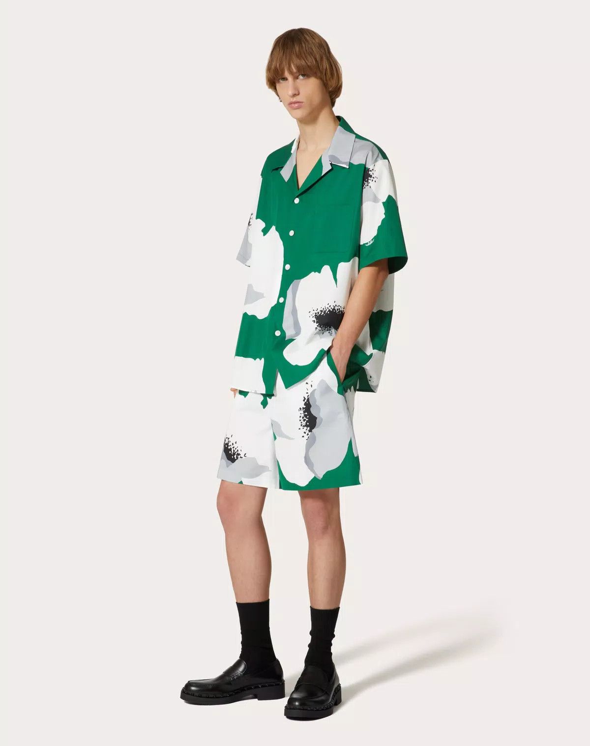 Valentino oc11z0725 Cotton Poplin Bermuda Shorts in White/Green Size US 28 / EU 44 - 3 Thumbnail