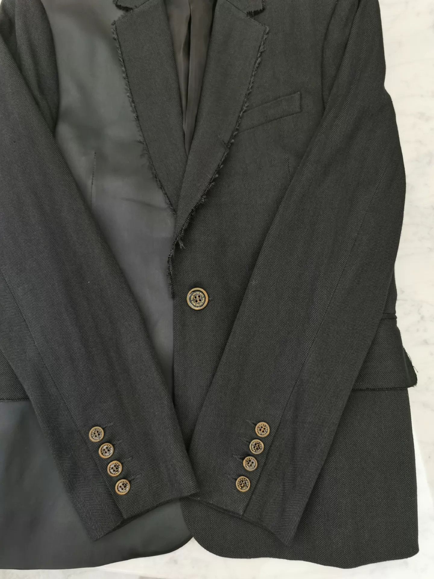 SOFTMACHINE SFTM Asymmetric Distressed Mixed Blazer 48 Size 48R - 8 Thumbnail