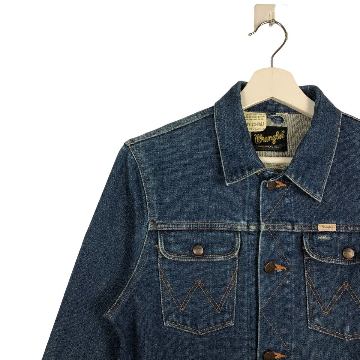 Vintage × Wrangler 🔥 VINTAGE WEANGLER 14OZ BROKEN DENIM TRUCKER WESTERN JACKET Size US S / EU 44-46 / 1 - 5 Thumbnail