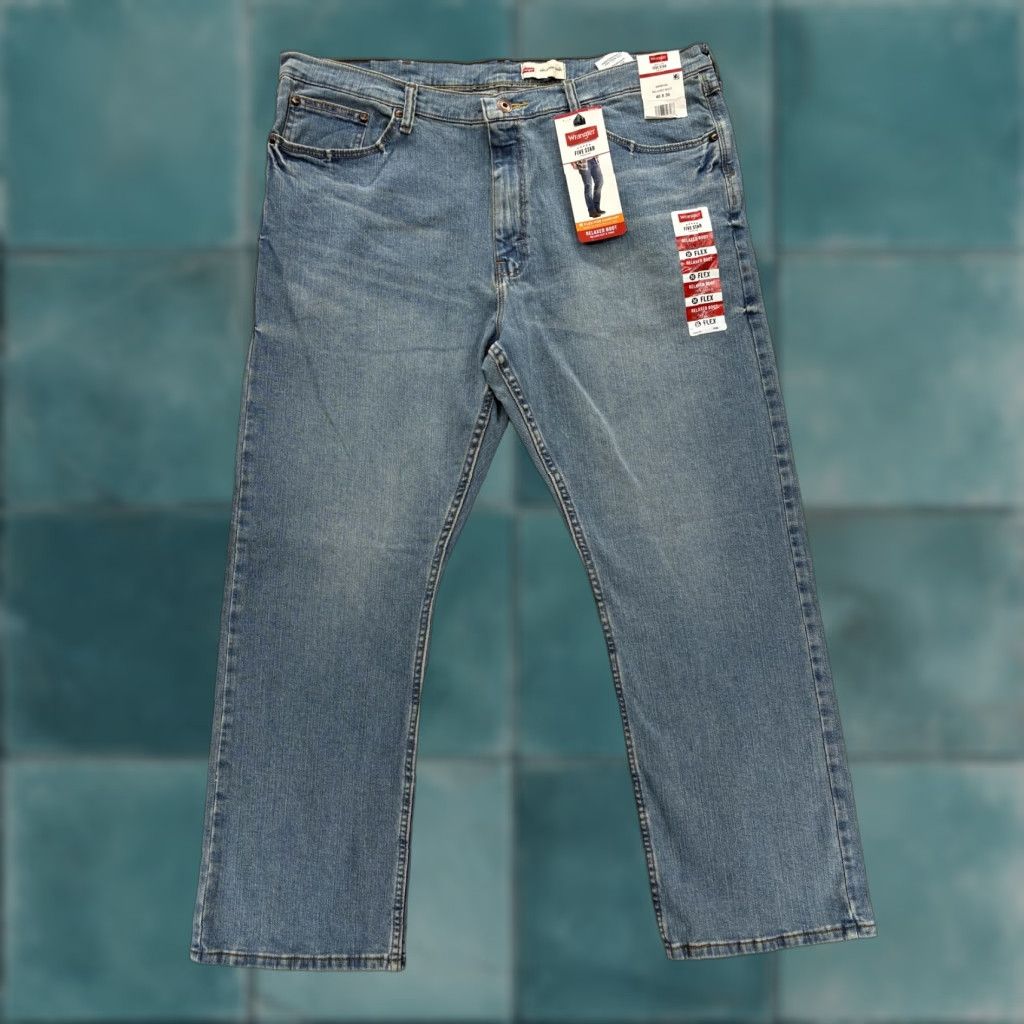 Wrangler Wrangler Five Star Premium Jeans Mens 40x30 Blue Relaxed Boot Flex Stretch Denim Jeans Size US 40 / EU 56 - 1 Thumbnail