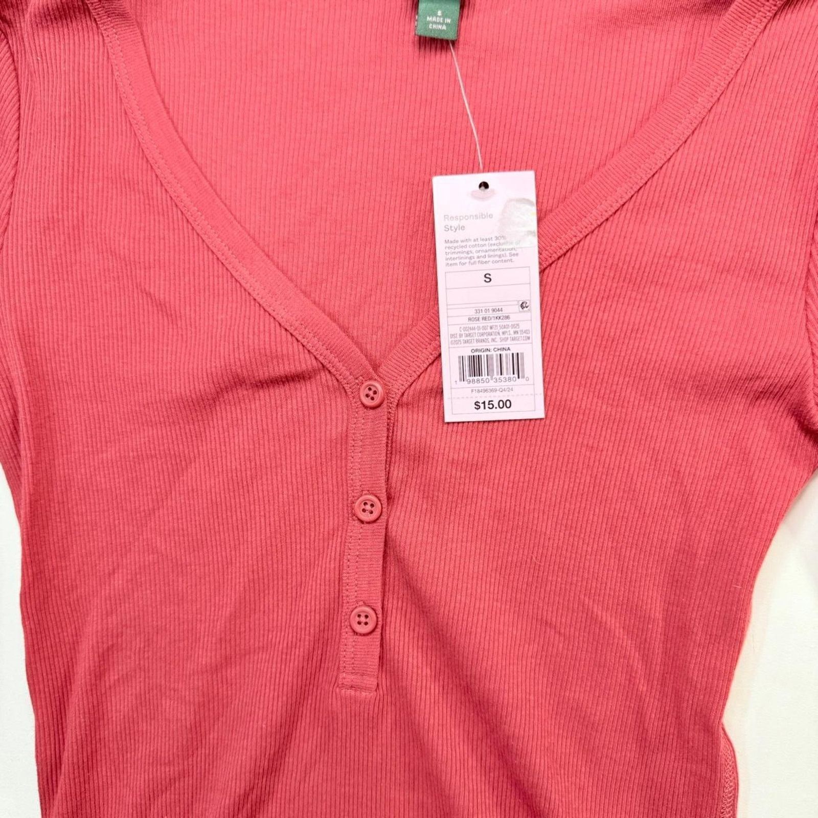 & Other Stories NWT Trendy Red long sleeve Henley Y2K shirt Sz S Size S / US 4 / IT 40 - 2 Thumbnail