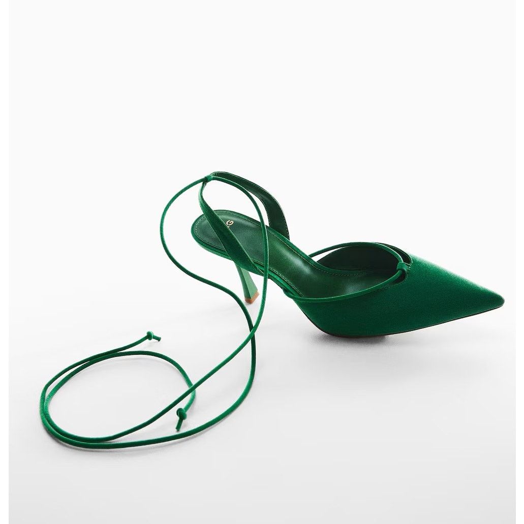 Mango Mango Green Lace Up Slingback Pointed Toe Heels NWT Size US 7.5 / IT 37.5 - 11 Thumbnail