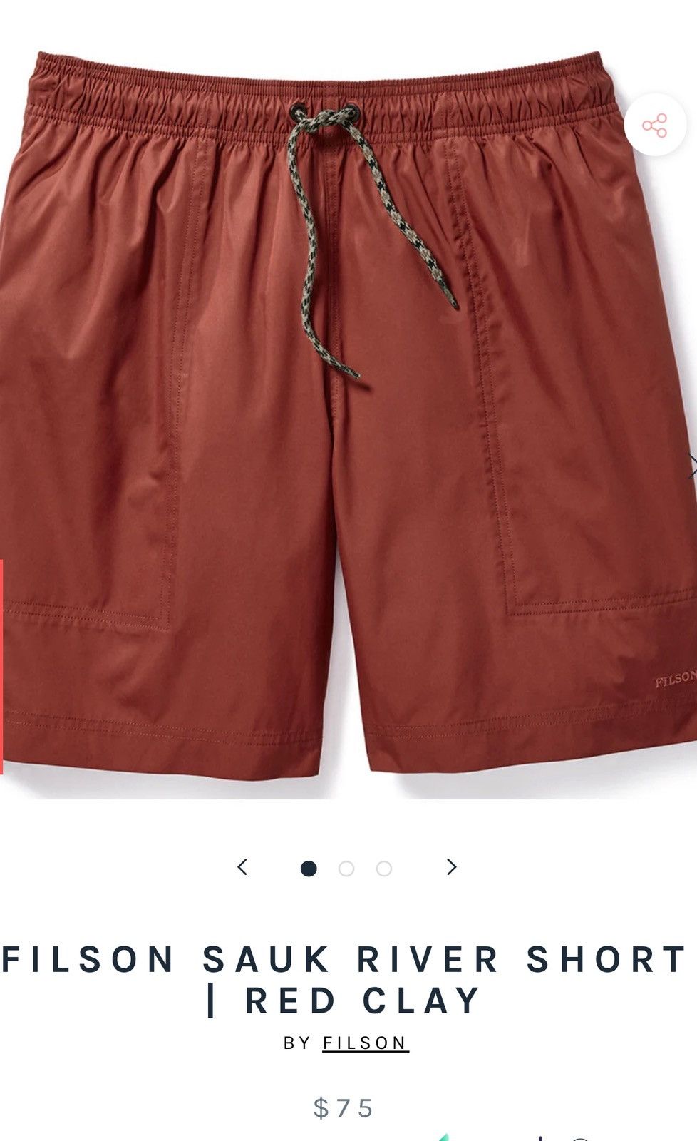Filson Filson Sauk River Shorts Red Clay Size US 29 - 3 Thumbnail