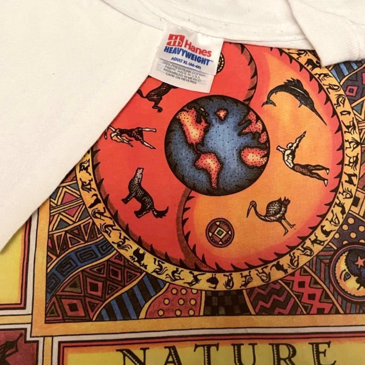 Harmony VINTAGE Harmony Peace Nature Earth Human I Tees 1994 VTG Shirt Mens XL White 90s Size US XL / EU 56 / 4 - 2 Thumbnail