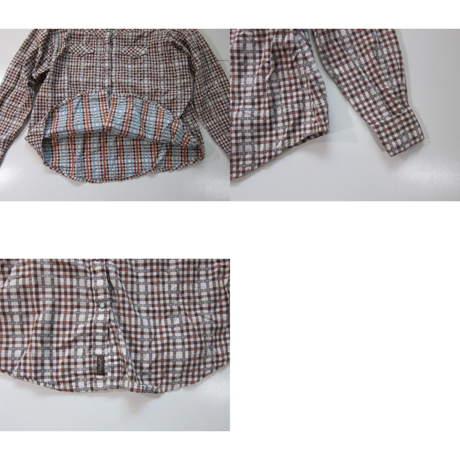 Wrangler Wrangler 100% Cotton Brown Blue Plaid Snap Button Long Sleeve Western Blouse L Women Shirt Western Size L / US 10 / IT 46 - 8 Thumbnail