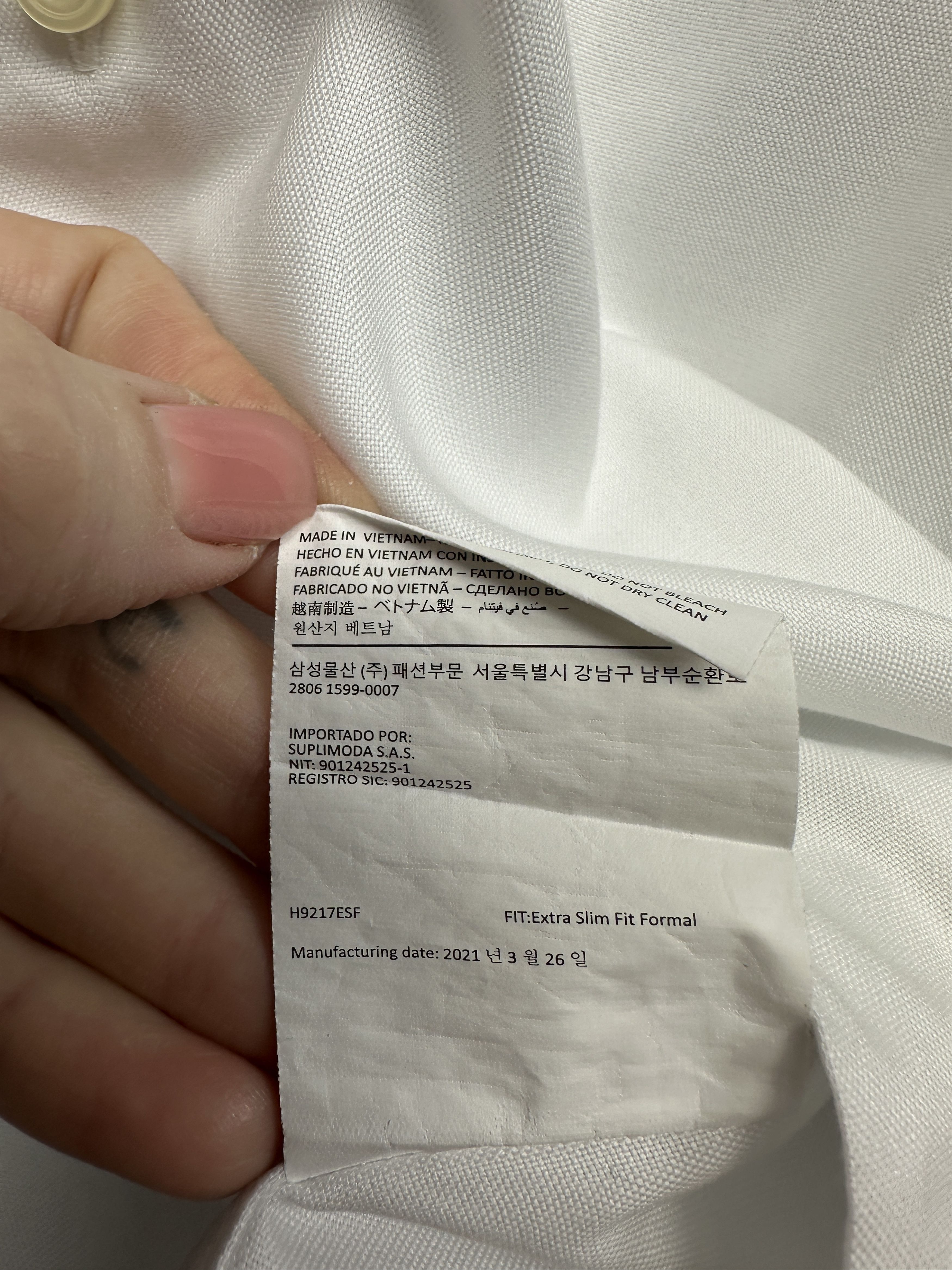 Suitsupply SuitSupply Traveller Mens White Dress Shirt Slim Fit Size US M / EU 48-50 / 2 - 6 Thumbnail