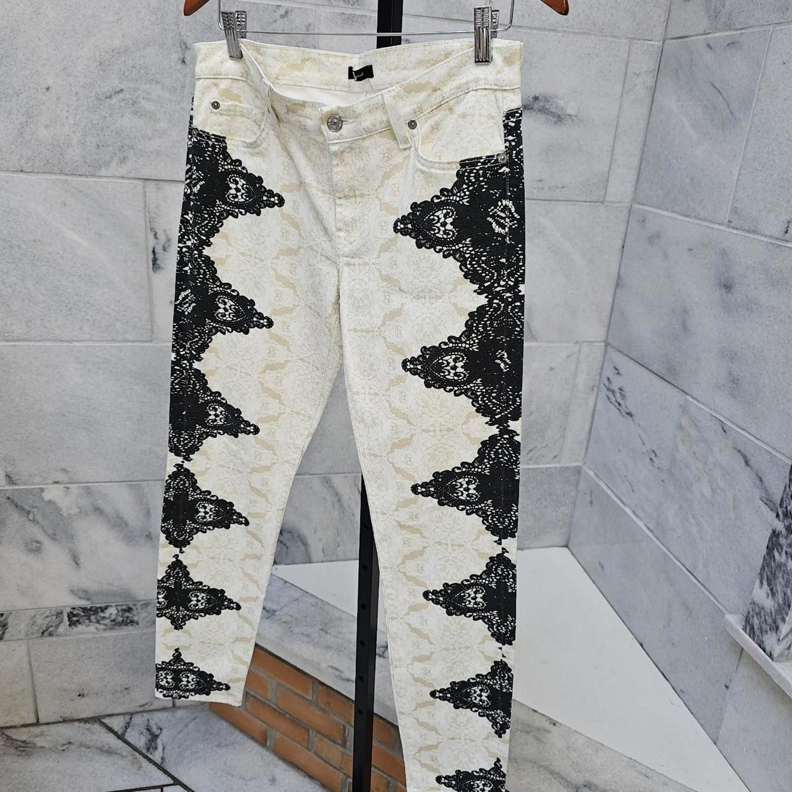 7 For All Mankind 7 For All Mankind Women's Black and Cream Jeans Size 31" - 3 Thumbnail