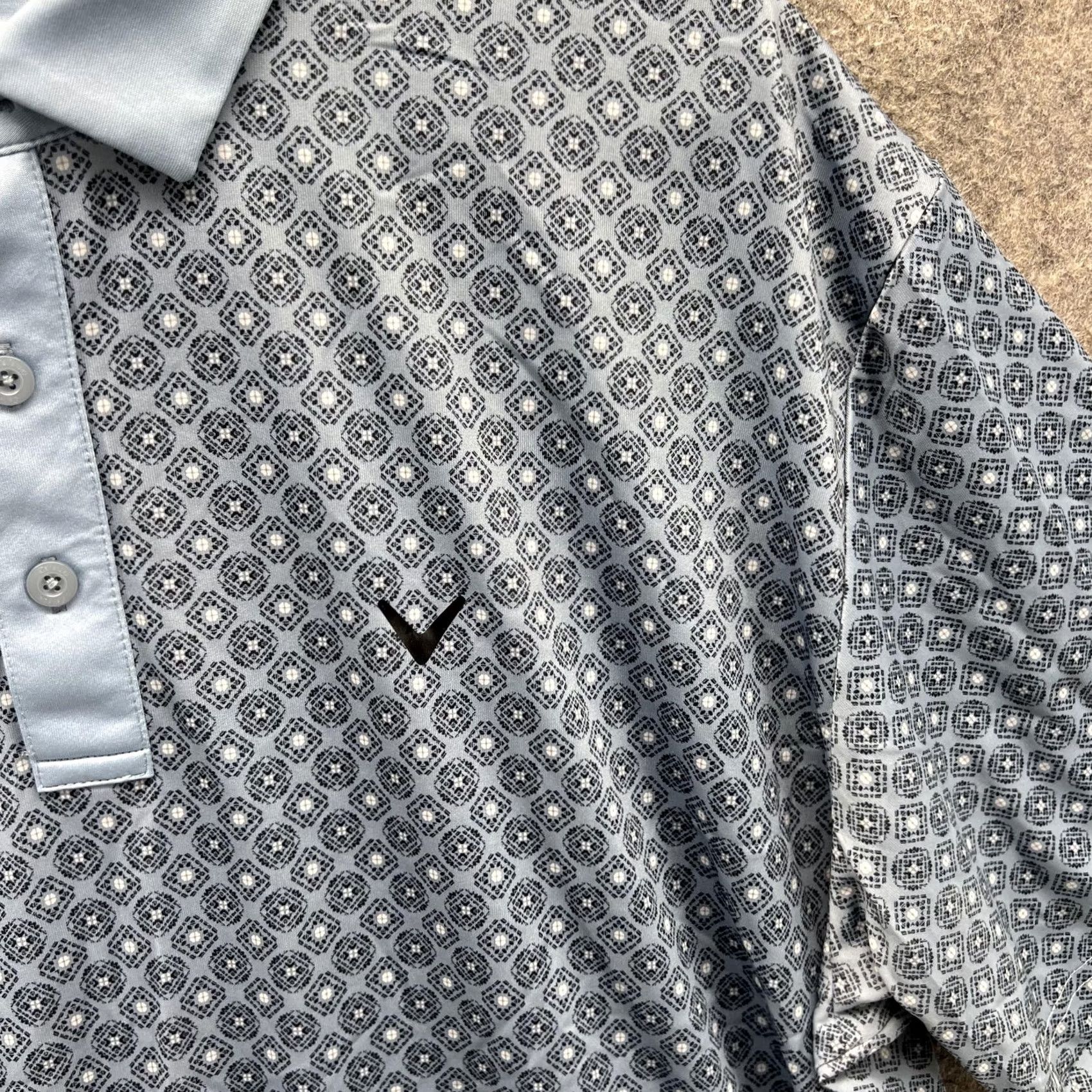 Callaway Callaway Polo Shirt Mens XL Blue Geometric Opti-Dri Golf Performance Stretch Polo Shirt Mens XL Blue Geometric Opti Dri Golf Size US XL / EU 56 / 4 - 4 Thumbnail