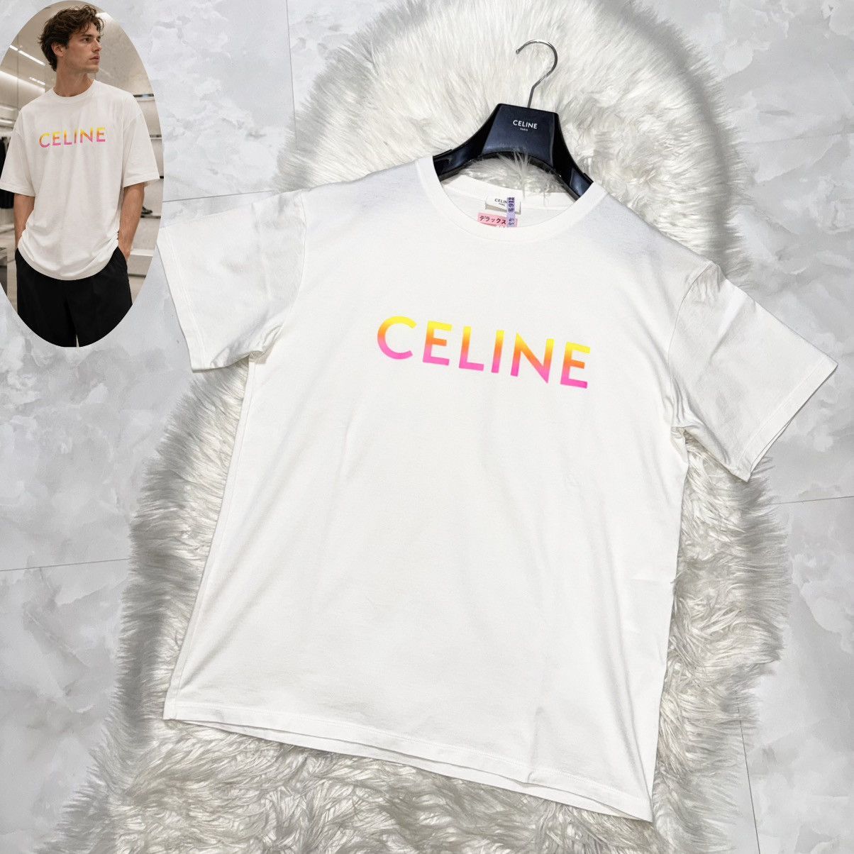 Celine Auth Excellent Condition Celine Colorful Logo Loose T-Shirt Size US S / EU 44-46 / 1 - 1 Thumbnail