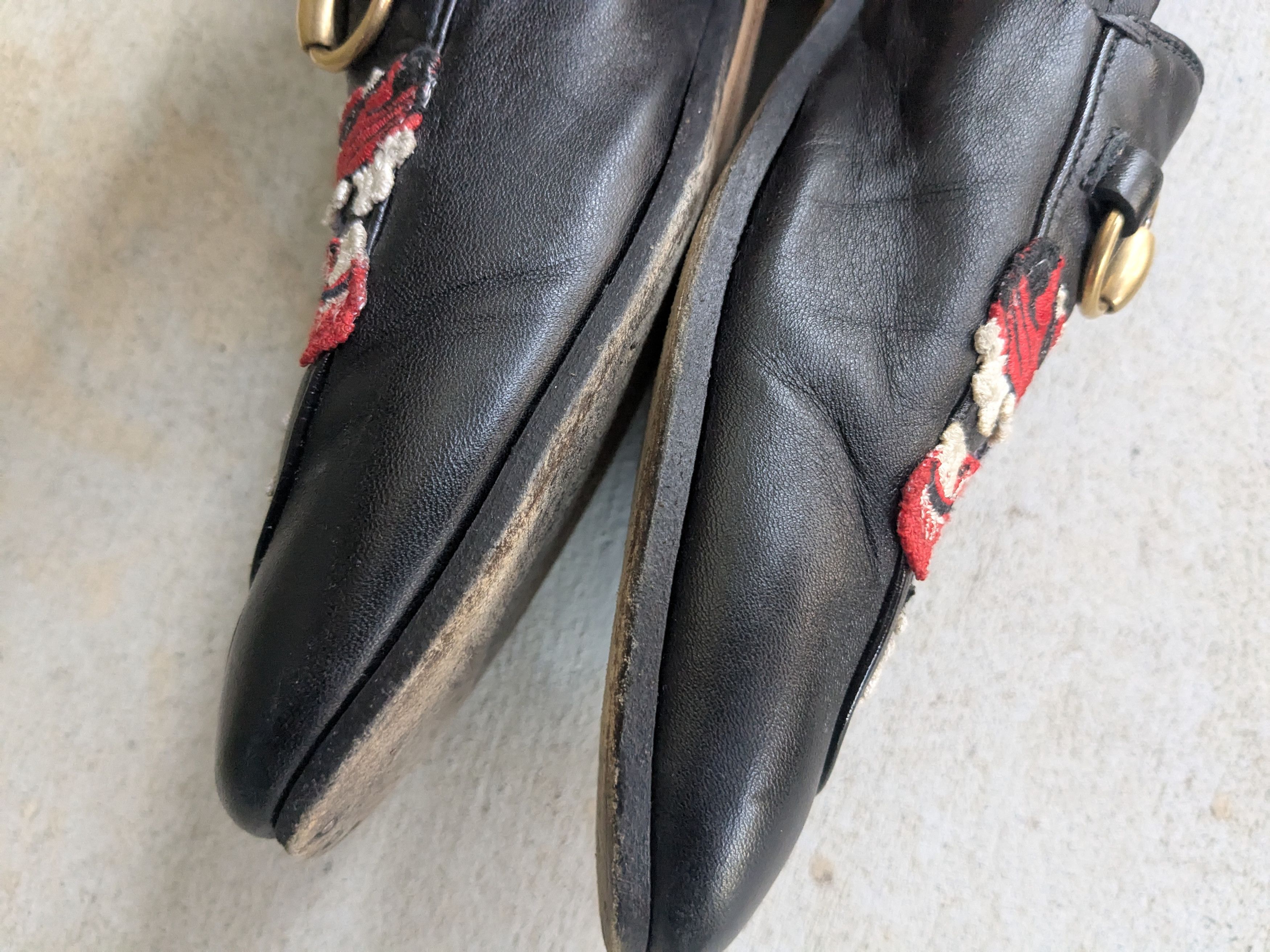Gucci Gucci Jordaan Horsebit Loafers Black Leather 7.5 Red Wolf Size US 7.5 / EU 40-41 - 10 Thumbnail