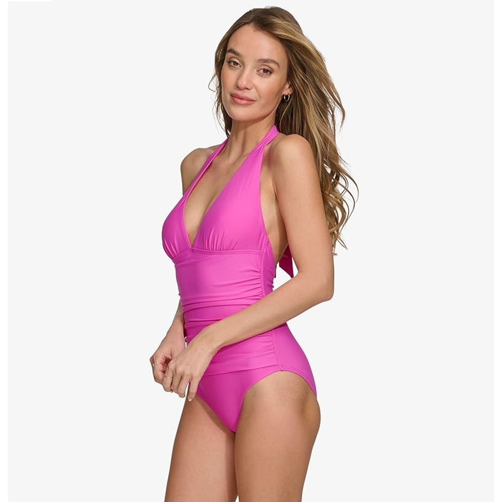 DKNY DKNY Women Pink Tie-Back Halter One-Piece Swimsuit Size L Size L / US 10 / IT 46 - 3 Thumbnail