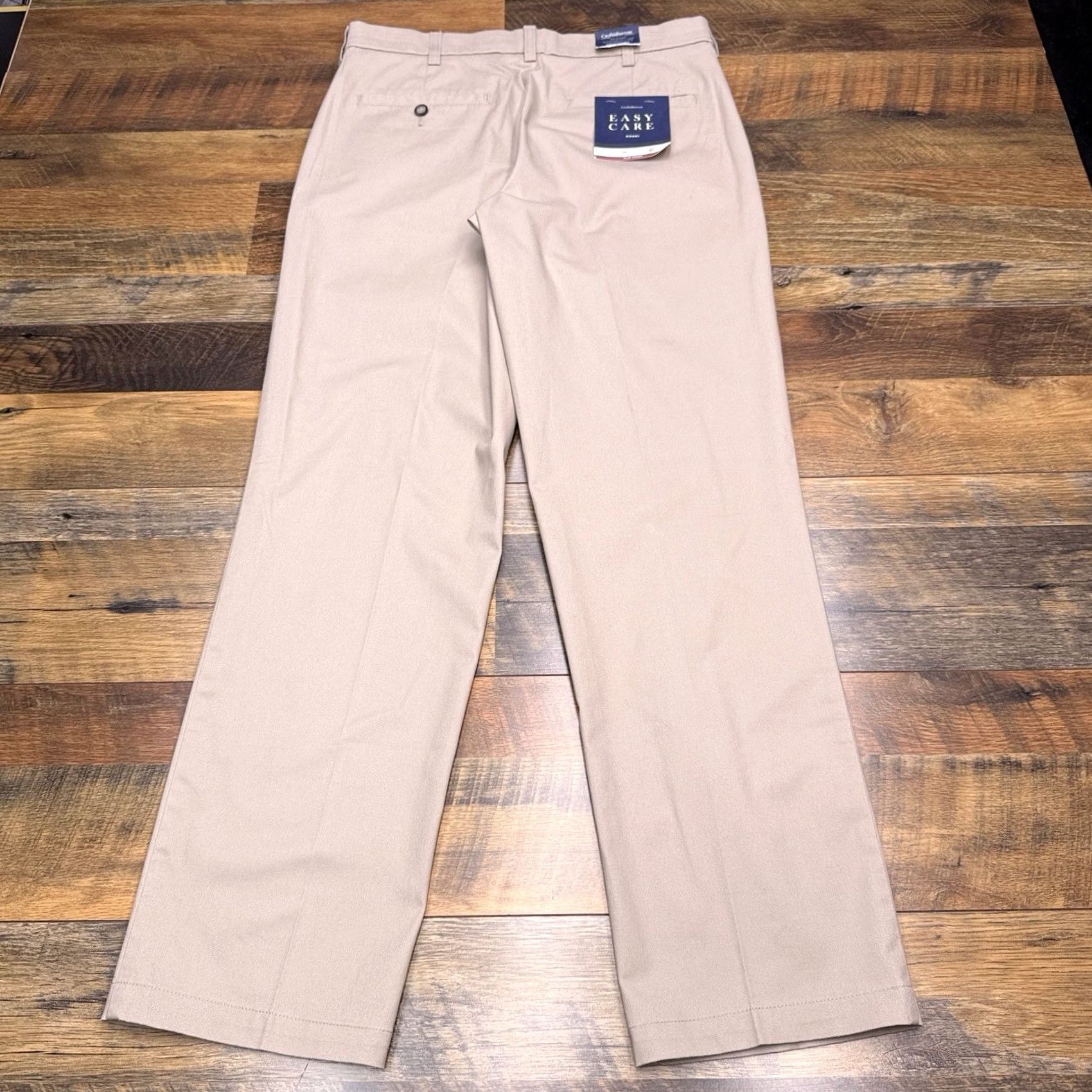 Croft & Barrow Croft & Barrow Easy Care Khaki Pants Mens 32x32 Classic Fit New Brown Knit Solid Front Zip Pocket Straight Flat Front Mens Pants Size US 32 / EU 48 - 3 Thumbnail
