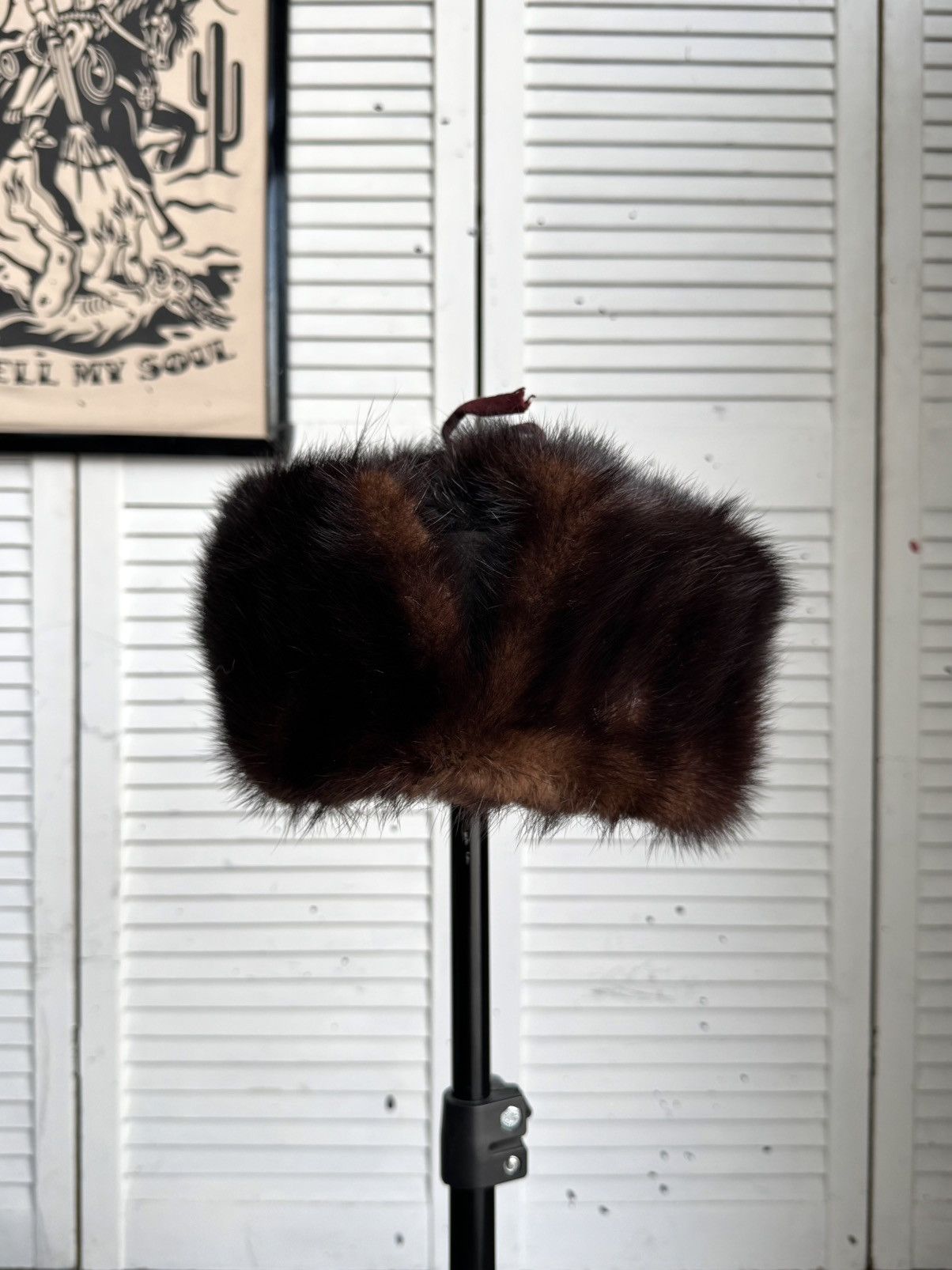 Vintage Vintage 1970s Suede & Fur Ushanka Hat Brown Burgundy Trapper Size ONE SIZE - 6 Thumbnail
