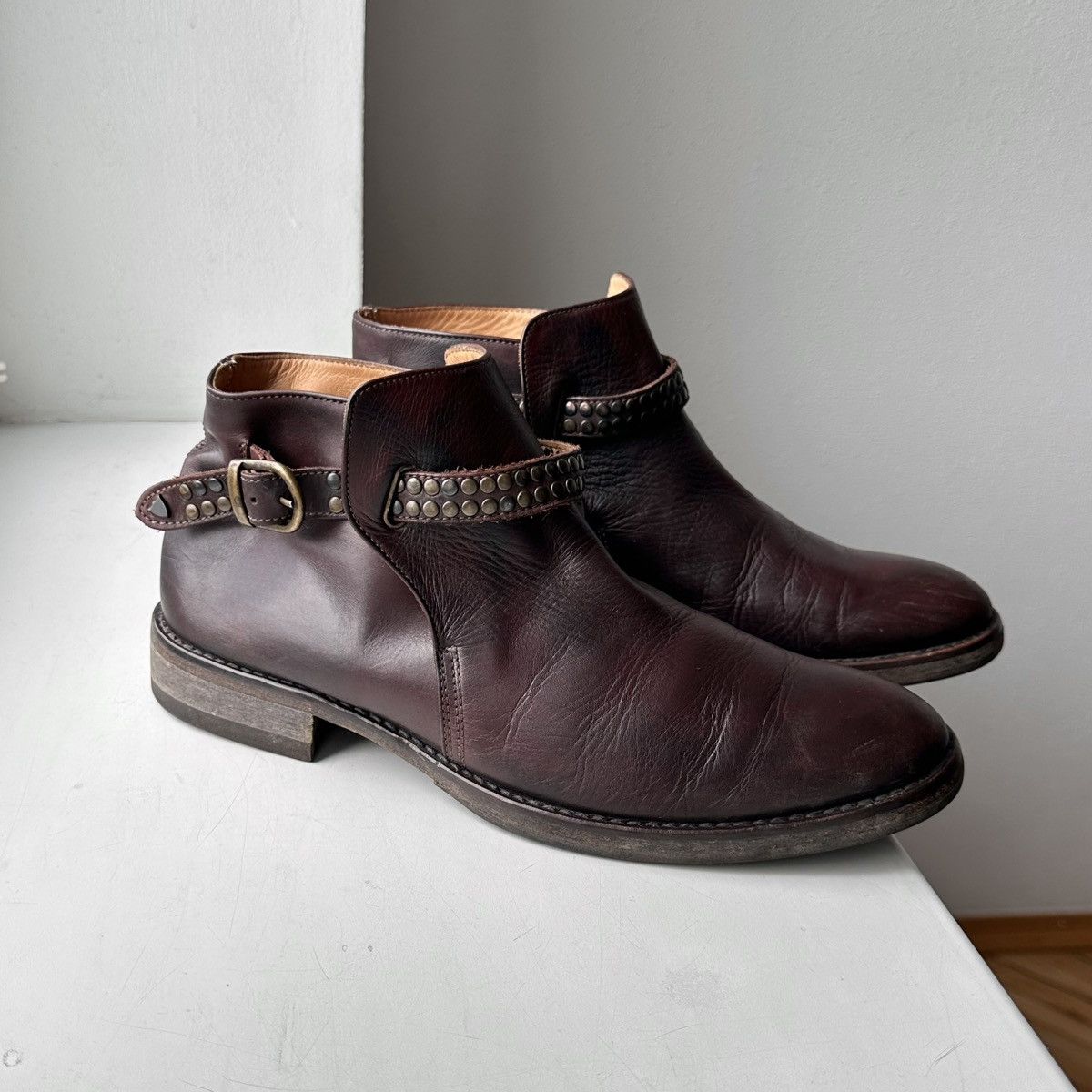 Dirk Bikkembergs HTC Hollywood Trading Co Studded Belt Biker Boots Ash Style Size US 8 / EU 41 - 3 Thumbnail