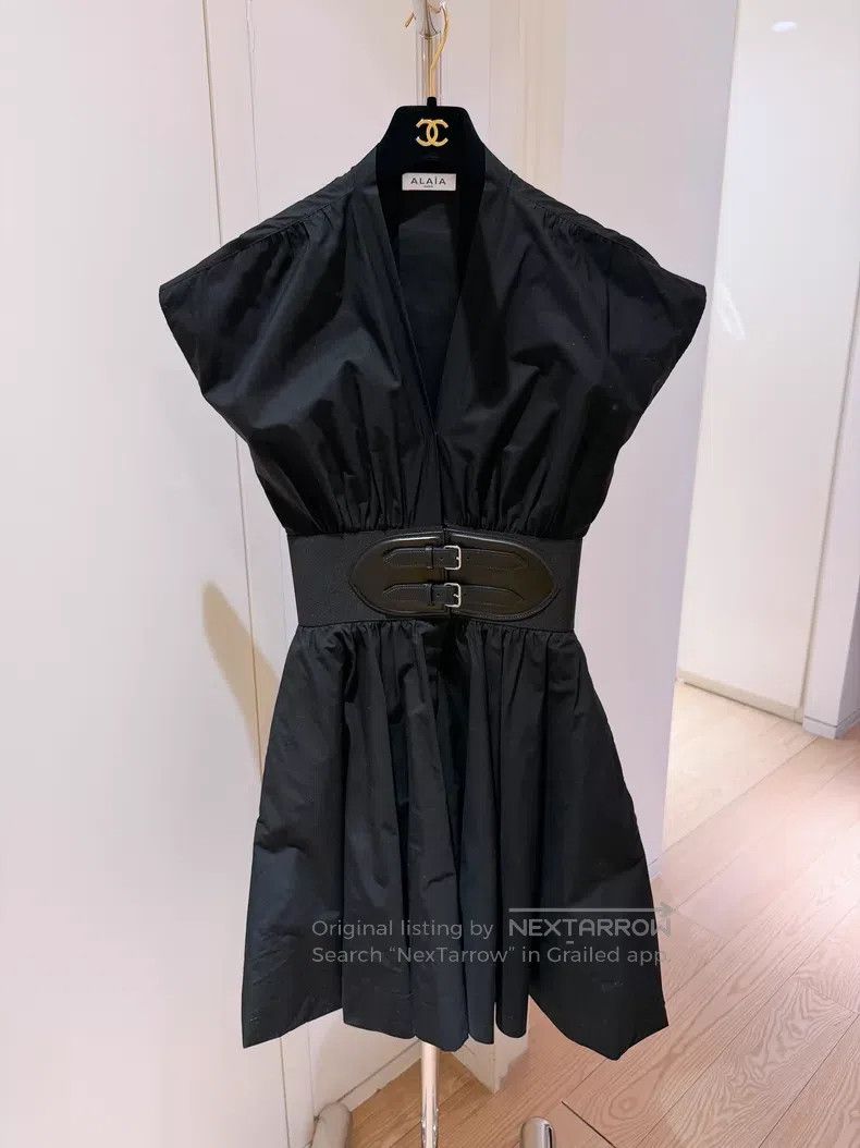 Alaia Alaia Black Twill Belted Wrap Dress Size XS / US 0-2 / IT 36-38 - 1 Thumbnail