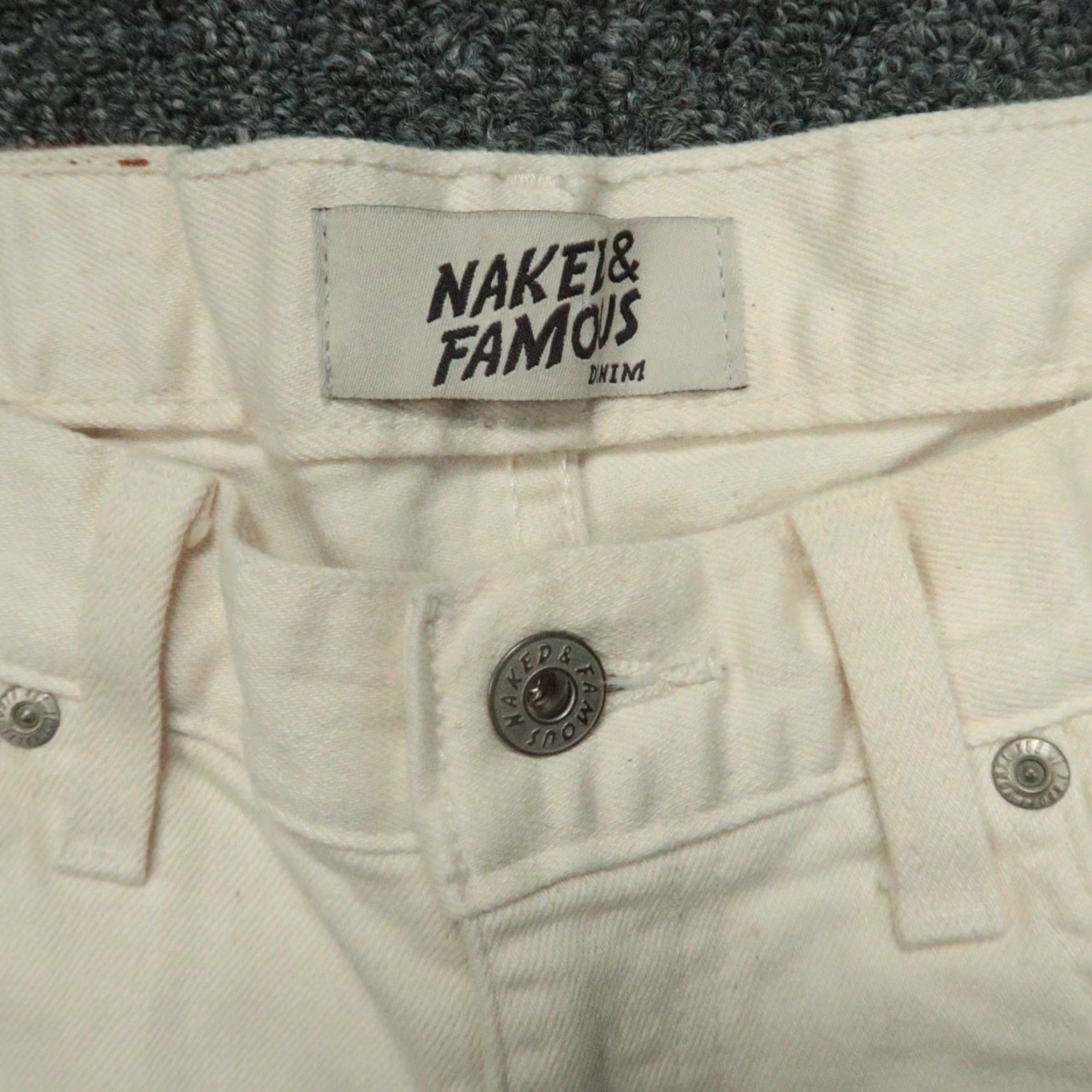 Vintage Naked & Famous Denim Jeans Mens 30x33 Cream 5-Pocket Natural Seed Denim Vintage No Size US 30 / EU 46 - 4 Thumbnail