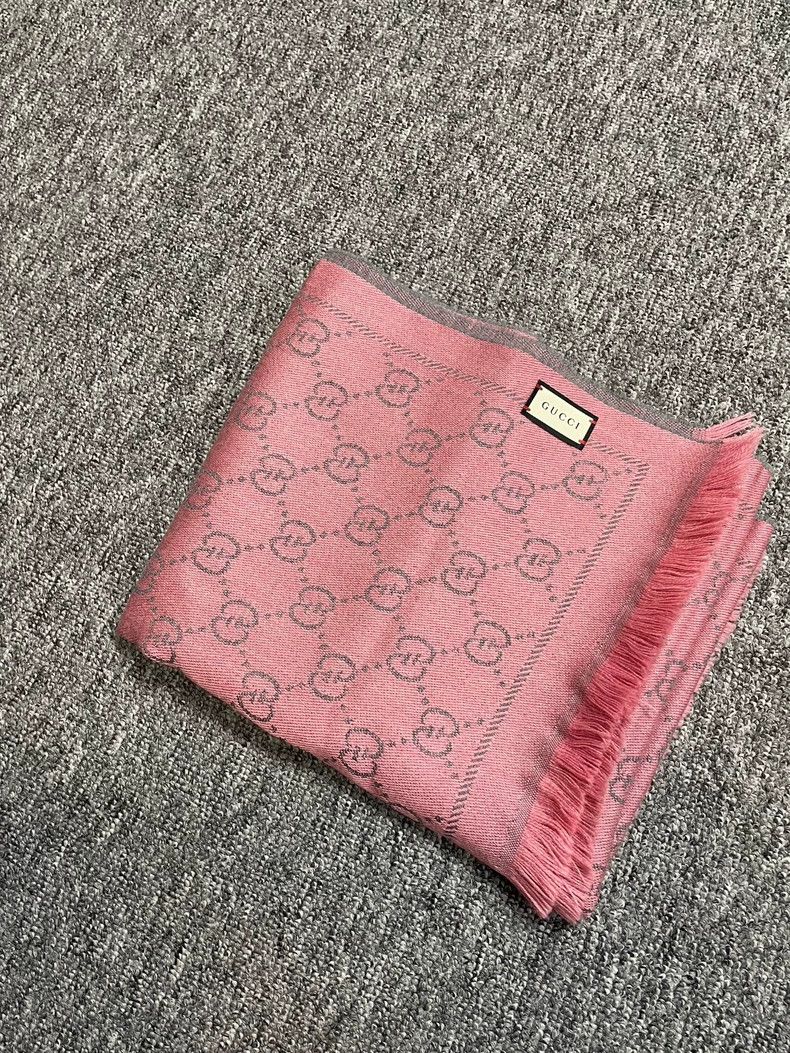 Gucci Gucci Authentic scarf double-sided pink gray wool scarf 250 Size ONE SIZE - 1 Thumbnail