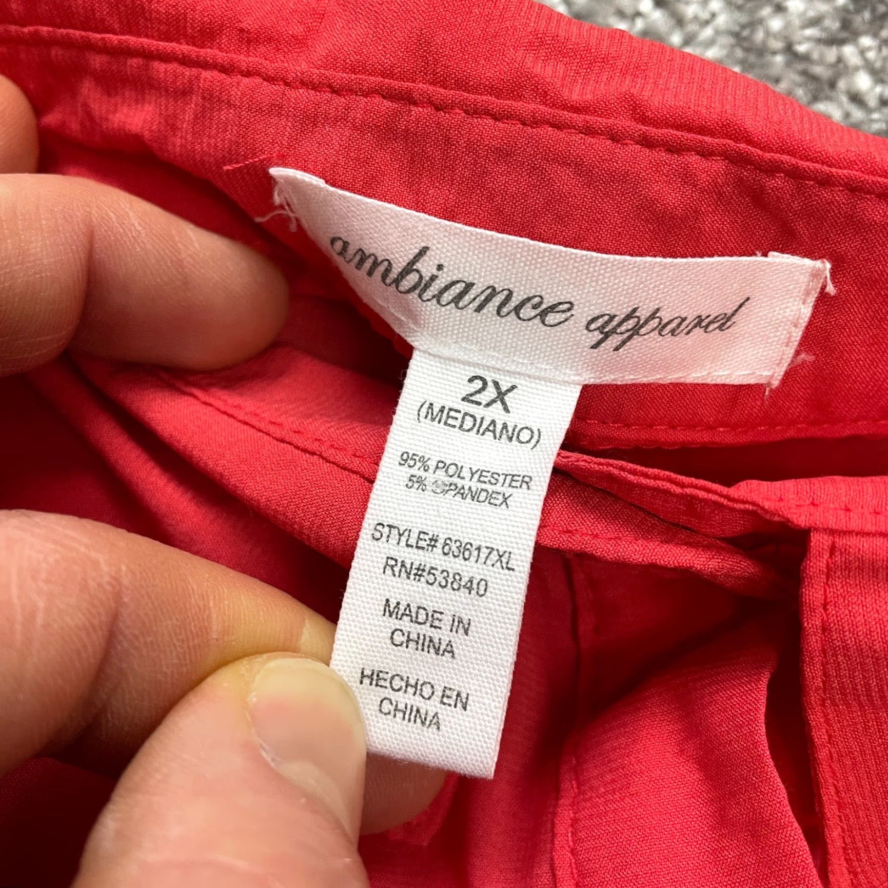 Vintage VINTAGE: No — Ambiance Apparel Blouse Button Up Shirt Womens 2X Red Solid Long Sleeve Top Size XXL / US 16-18 / IT 52-54 - 3 Thumbnail