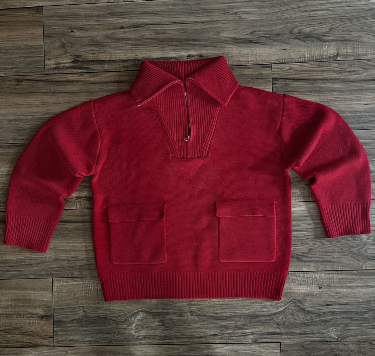 Anthropologie Anthropologie Red vintage knitted zip-up sweater Size M / US 6-8 / IT 42-44 - 1 Thumbnail