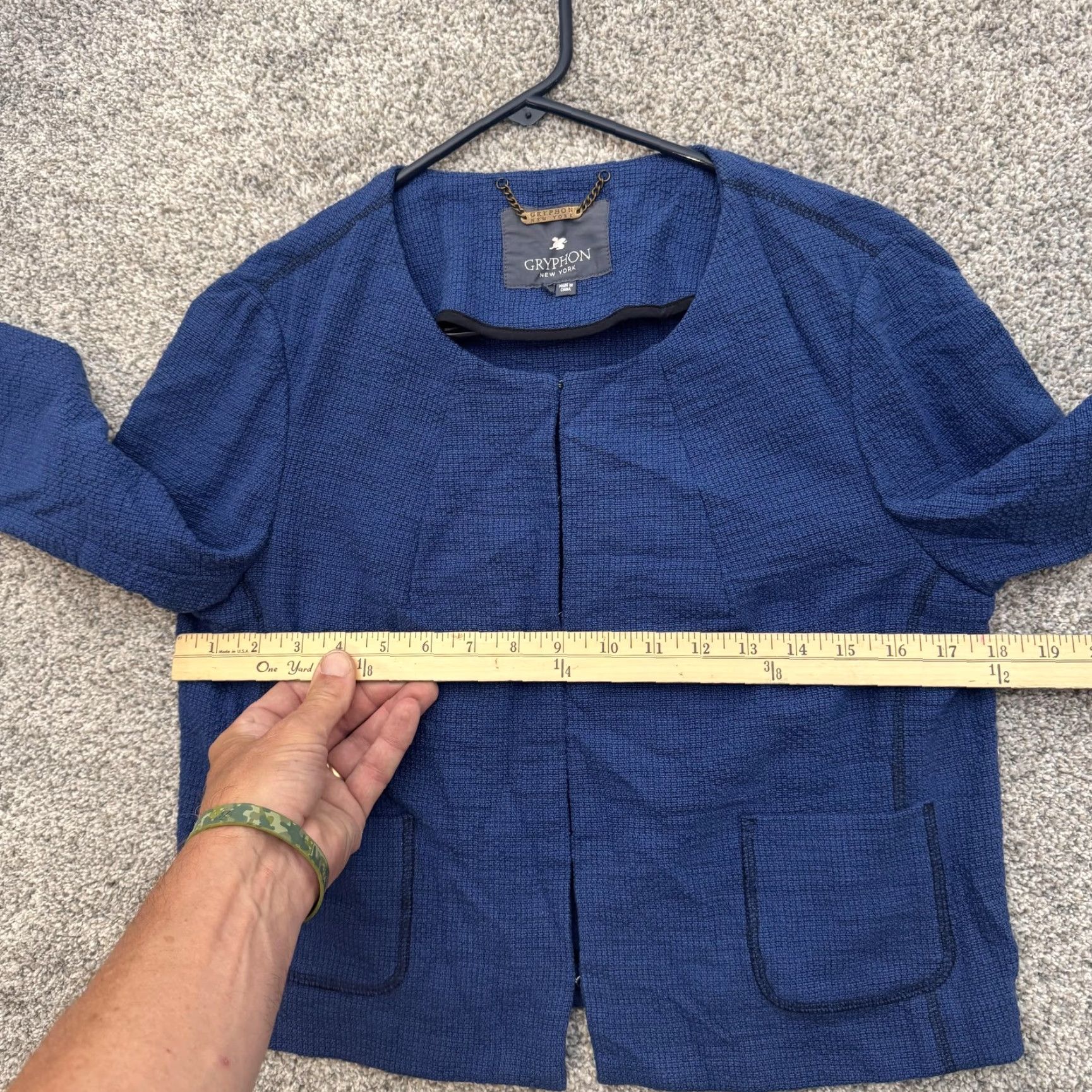 Vintage Gryphon Happy Jacket Womens Medium Textured Silk Cotton Pocket Blazer Size M / US 6-8 / IT 42-44 - 3 Thumbnail