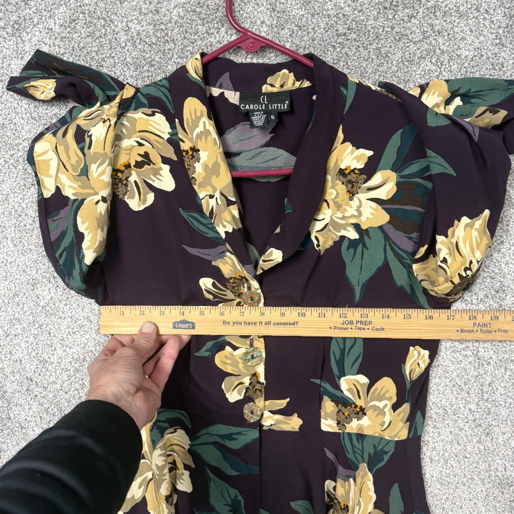 Vintage VINTAGE Carole Little Blazer 6 Purple Floral - Women's Regular Long Sleeve Notch Lapel Tailored Peplum Office Business Blazer Jacket Size M / US 6-8 / IT 42-44 - 4 Thumbnail