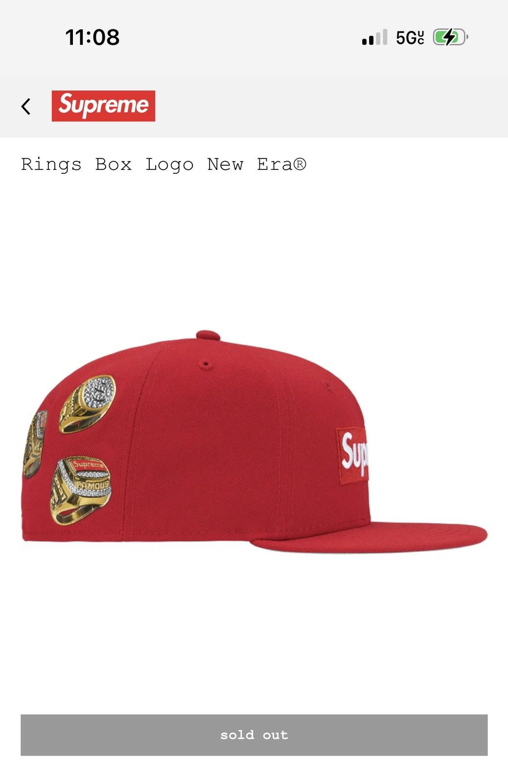 New Era × Supreme Supreme Rings Box Logo New Era® 7 5/8 Red Size ONE SIZE - 3 Thumbnail