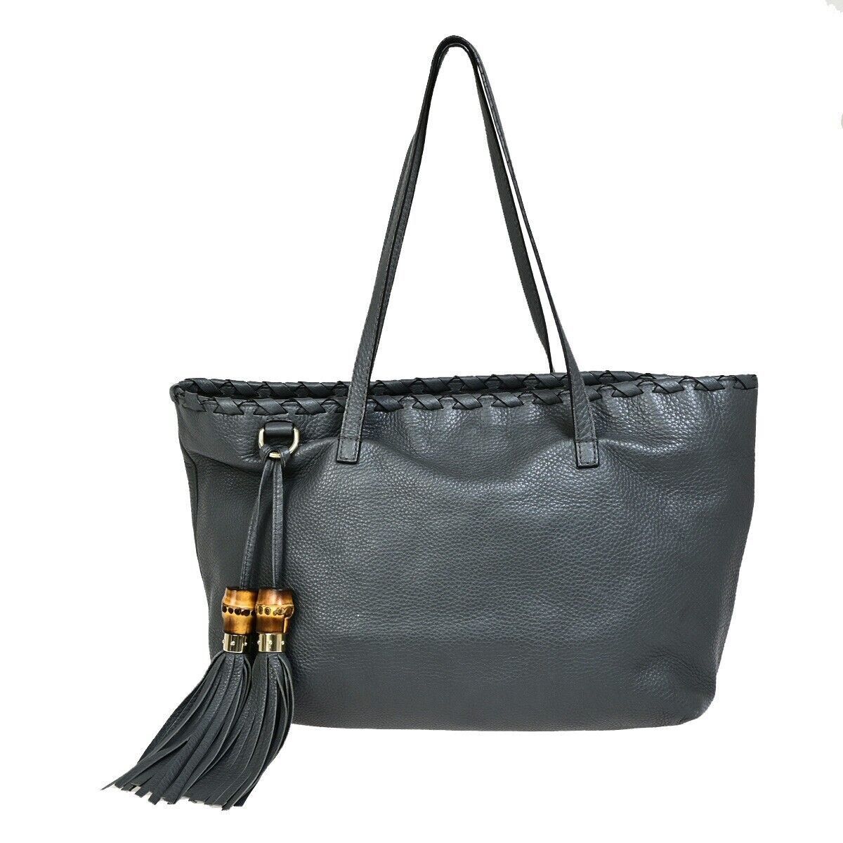 Gucci Bamboo Grey Leather Tote Bag (Pre-Owned) Size ONE SIZE - 1 Thumbnail