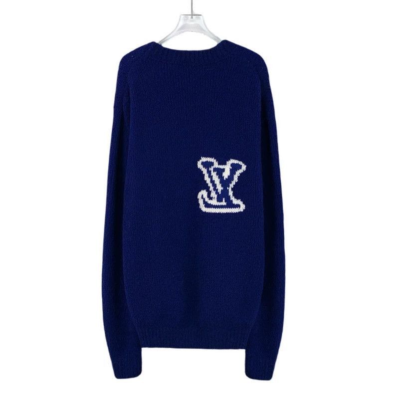 Louis Vuitton Louis Vuitton Blue Logo Embroidered Knit Sweater-2506 Size L / US 10 / IT 46 - 2 Thumbnail
