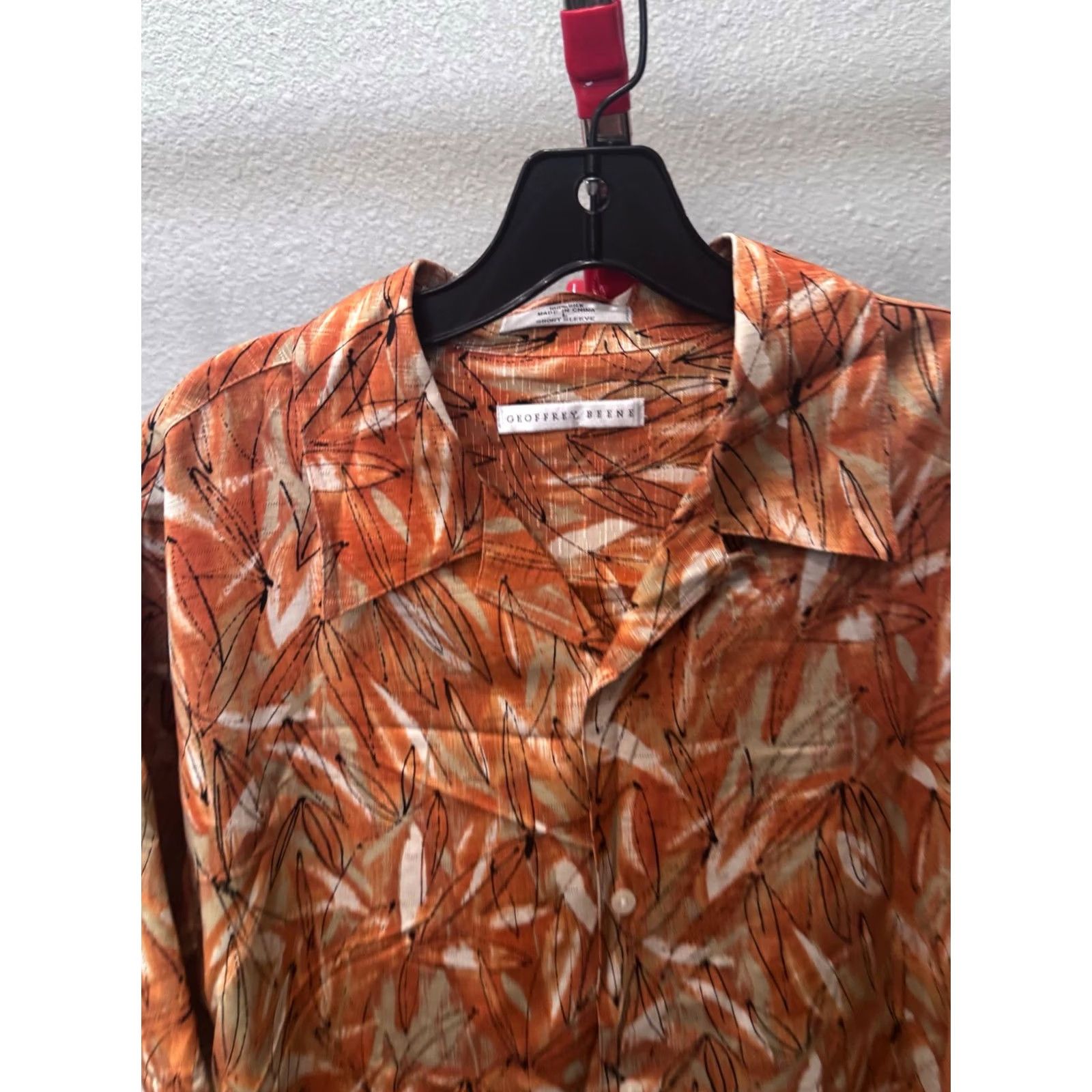 Geoffrey Beene Geoffrey Beene Shirt Large L Multicolor 100% Silk Pumpkin Floral SHORT SLEEVE BUTTON UP Mens Size US L / EU 52-54 / 3 - 4 Thumbnail